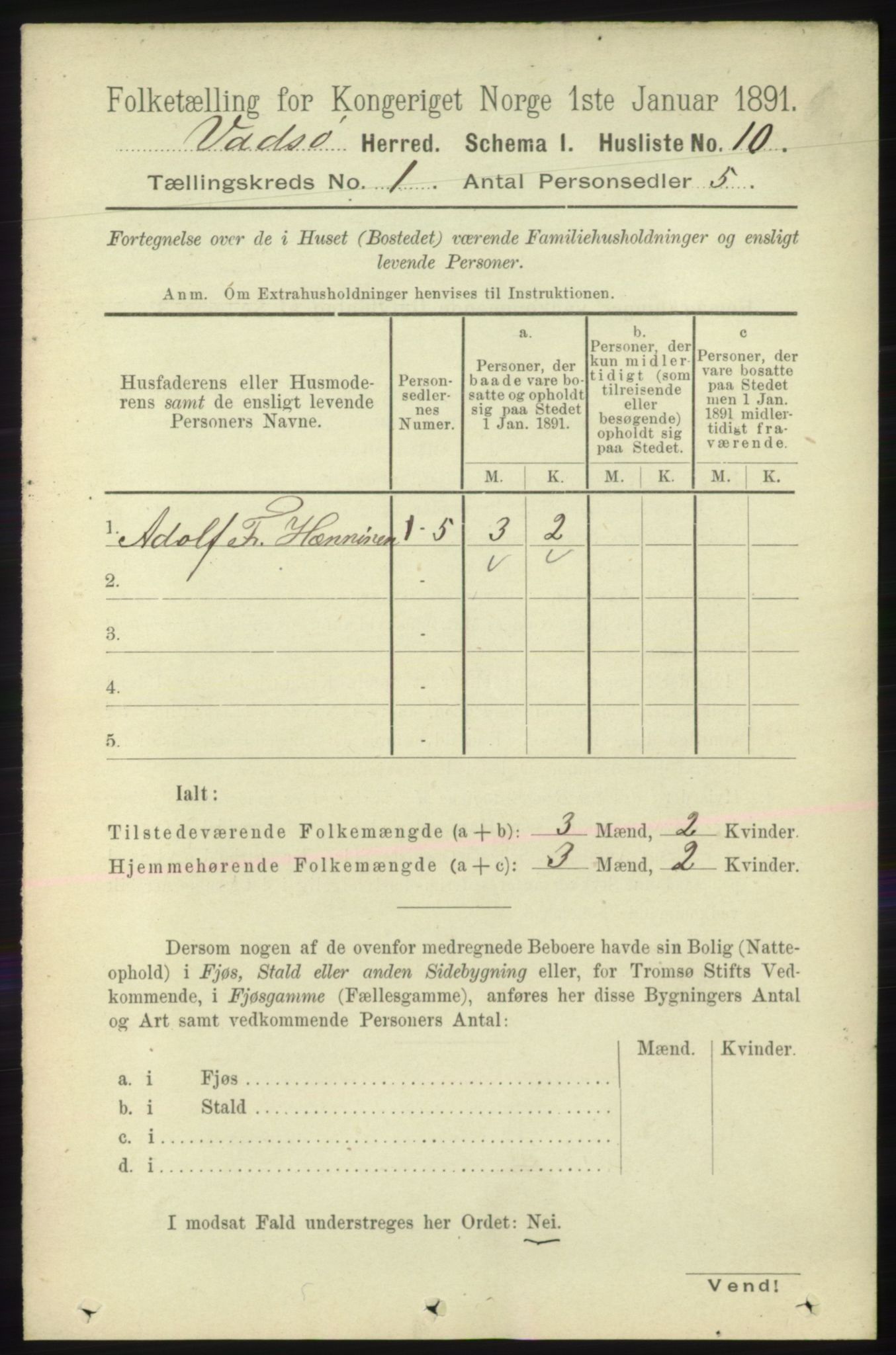 RA, 1891 census for 2029 Vadsø, 1891, p. 23