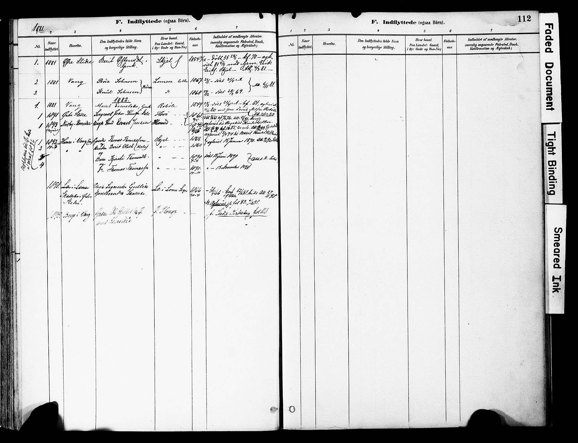 Vestre Slidre prestekontor, SAH/PREST-136/H/Ha/Haa/L0005: Parish register (official) no. 5, 1881-1912, p. 112