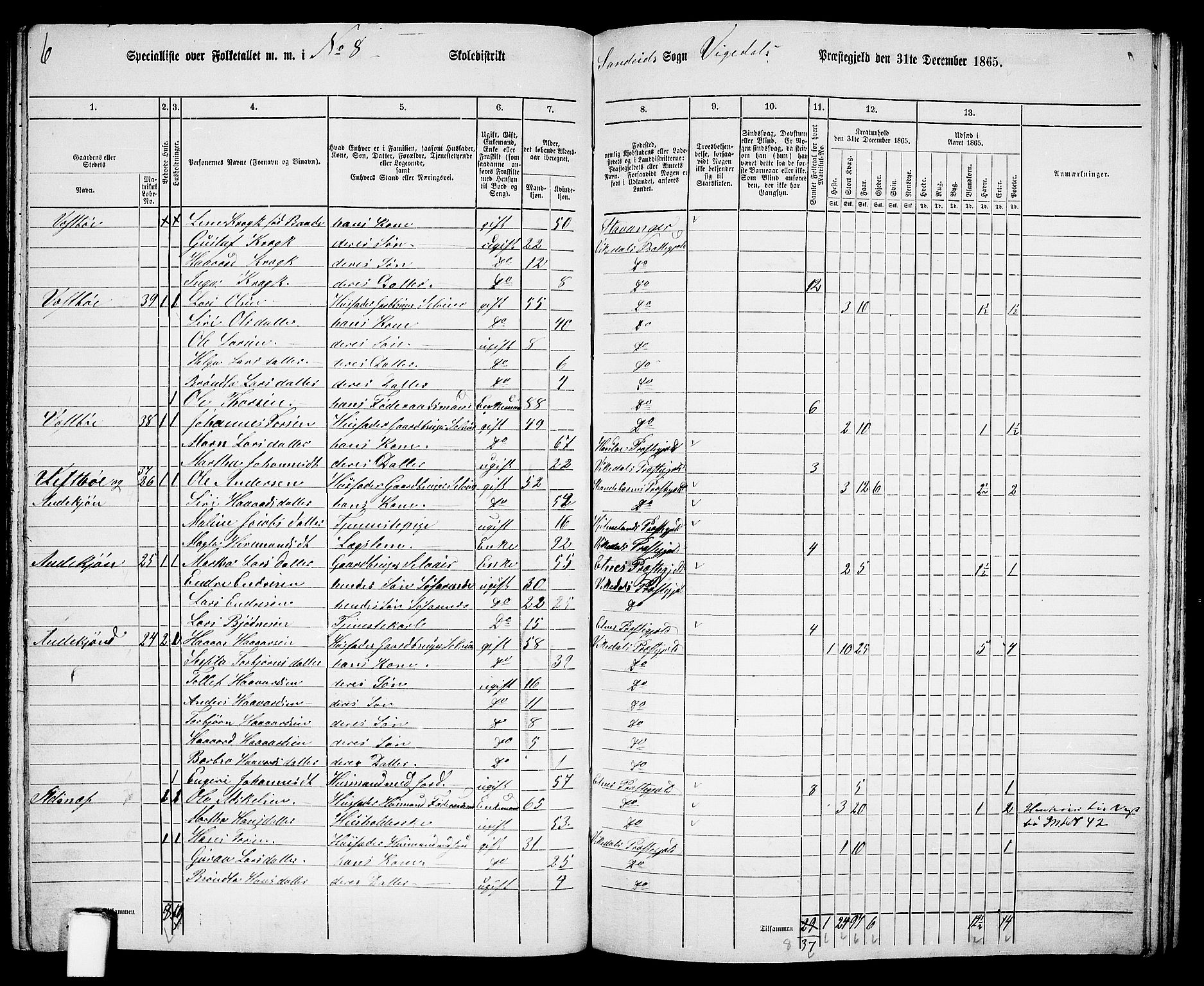 RA, 1865 census for Vikedal, 1865, p. 74