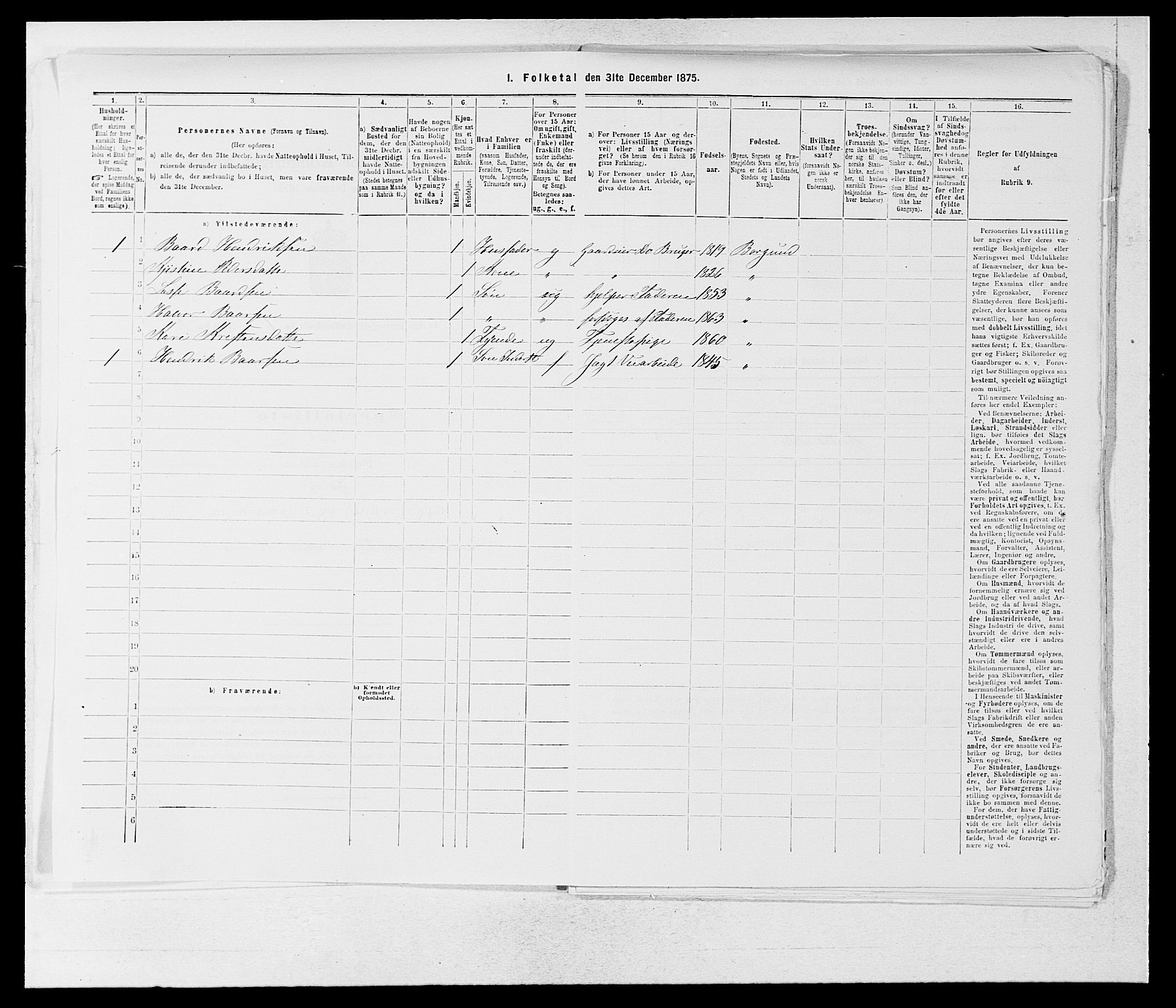 SAB, 1875 census for 1422P Lærdal, 1875, p. 892