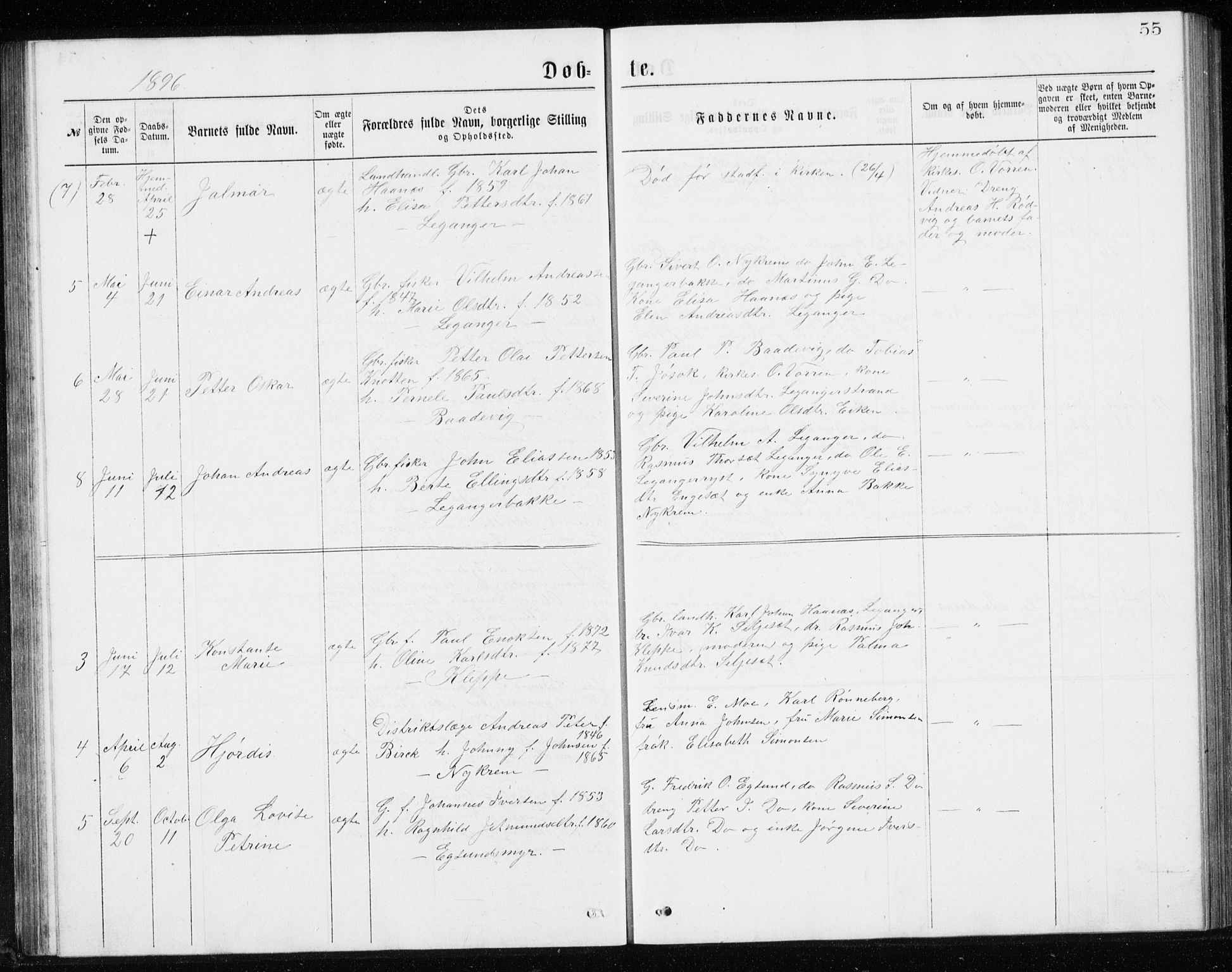 Ministerialprotokoller, klokkerbøker og fødselsregistre - Møre og Romsdal, AV/SAT-A-1454/508/L0097: Parish register (copy) no. 508C01, 1873-1897, p. 55