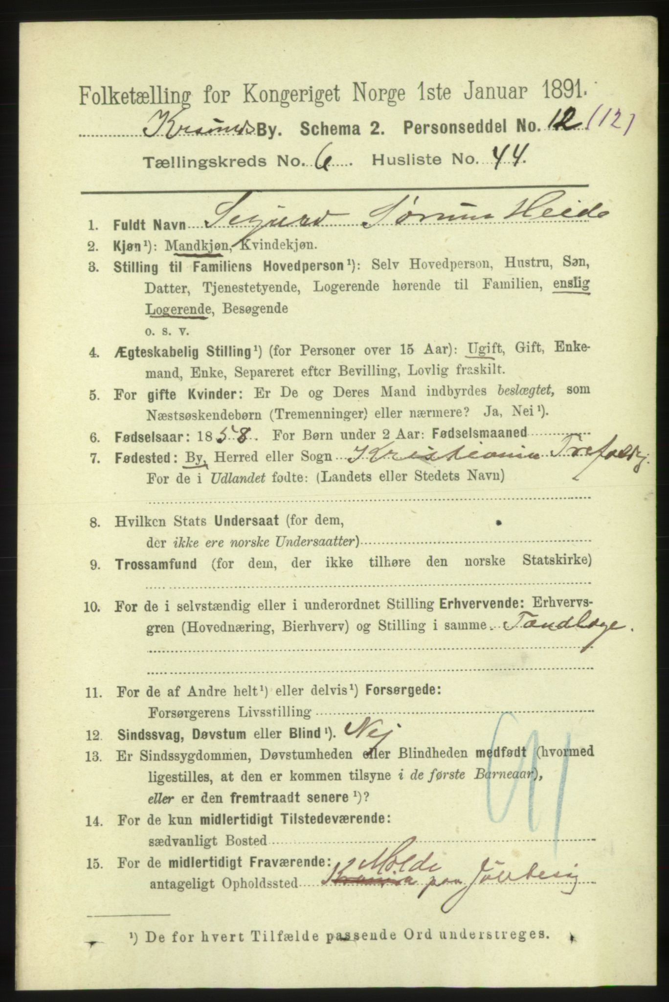 RA, 1891 census for 1503 Kristiansund, 1891, p. 5528