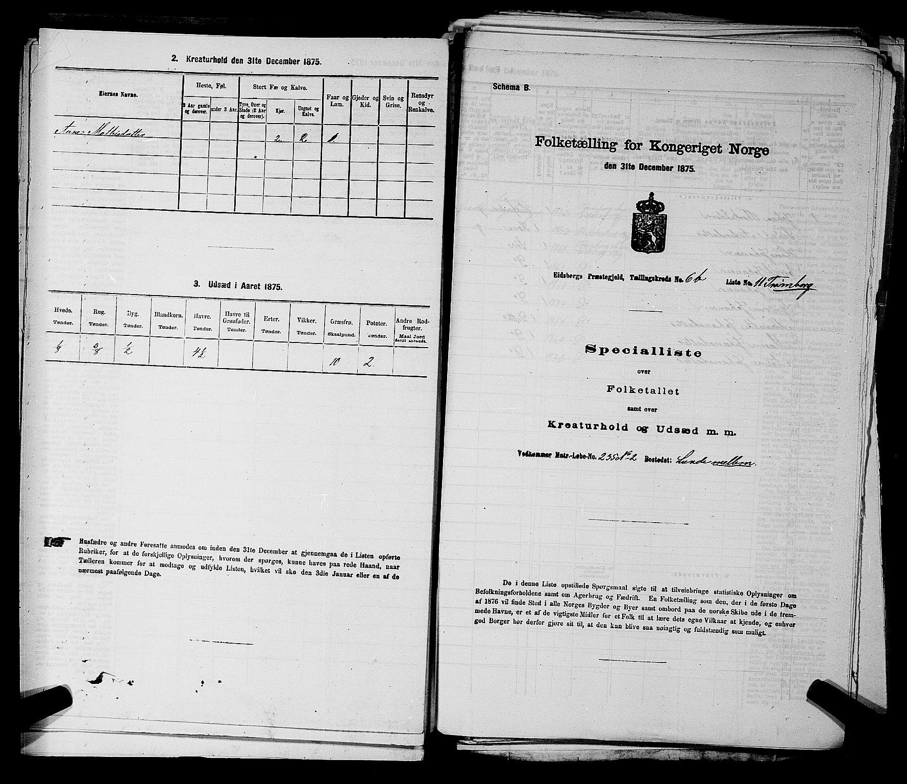 RA, 1875 census for 0125P Eidsberg, 1875, p. 1209