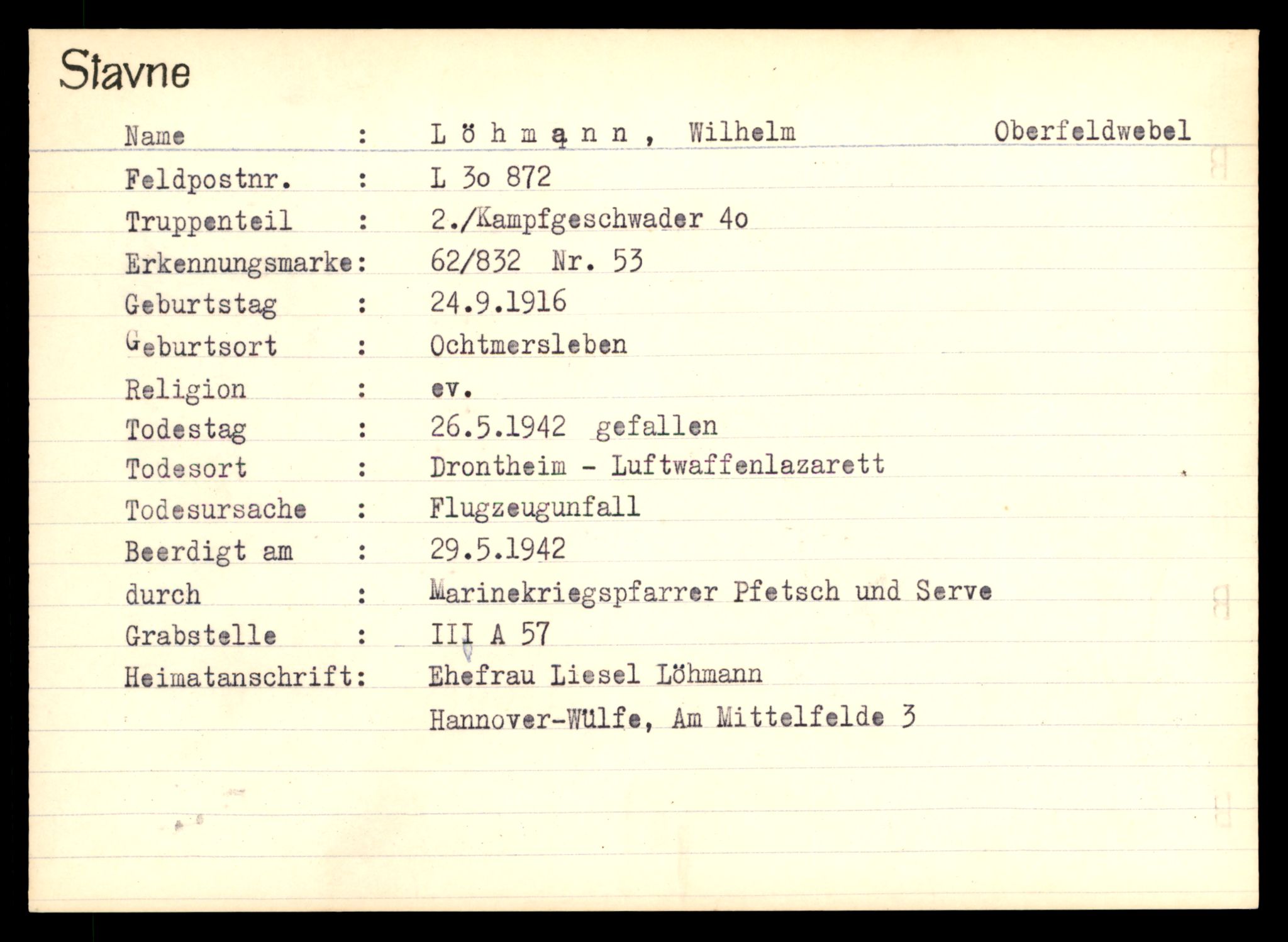 Distriktskontoret for krigsgraver, AV/SAT-A-5030/E/L0003: Kasett/kartotek over tysk Krigskirkegård Stavne, 1945, p. 883