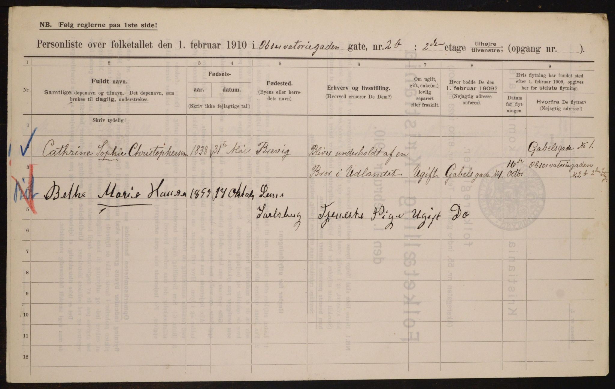 OBA, Municipal Census 1910 for Kristiania, 1910, p. 71600