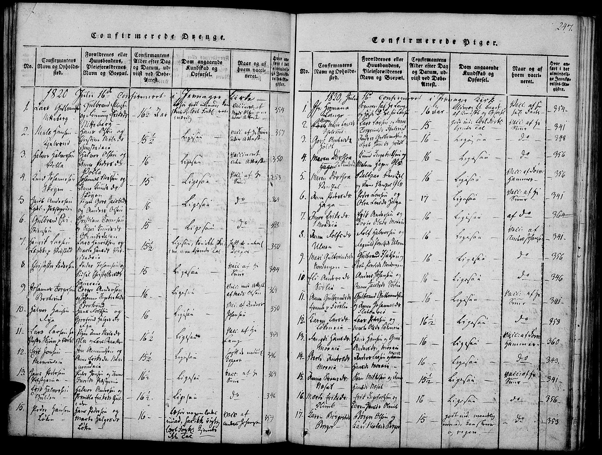Jevnaker prestekontor, SAH/PREST-116/H/Ha/Haa/L0005: Parish register (official) no. 5, 1815-1837, p. 247