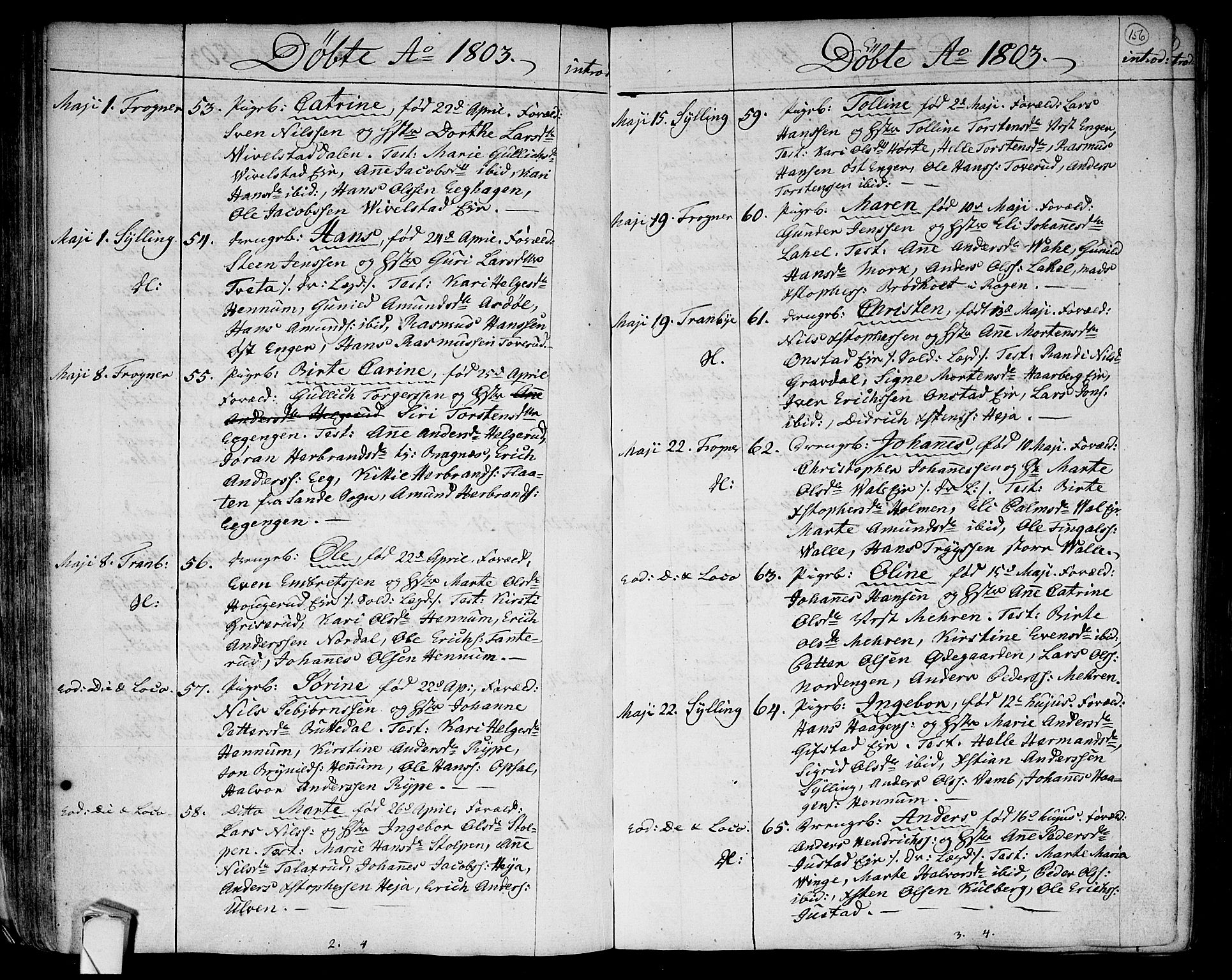 Lier kirkebøker, AV/SAKO-A-230/F/Fa/L0007: Parish register (official) no. I 7, 1794-1813, p. 156