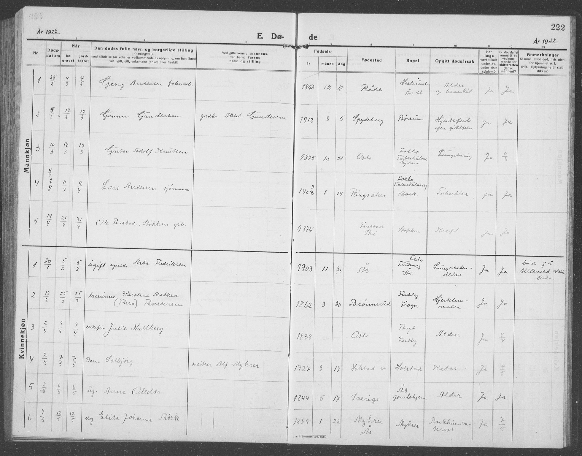 Ås prestekontor Kirkebøker, AV/SAO-A-10894/G/Ga/L0006: Parish register (copy) no. I 6, 1925-1940, p. 222