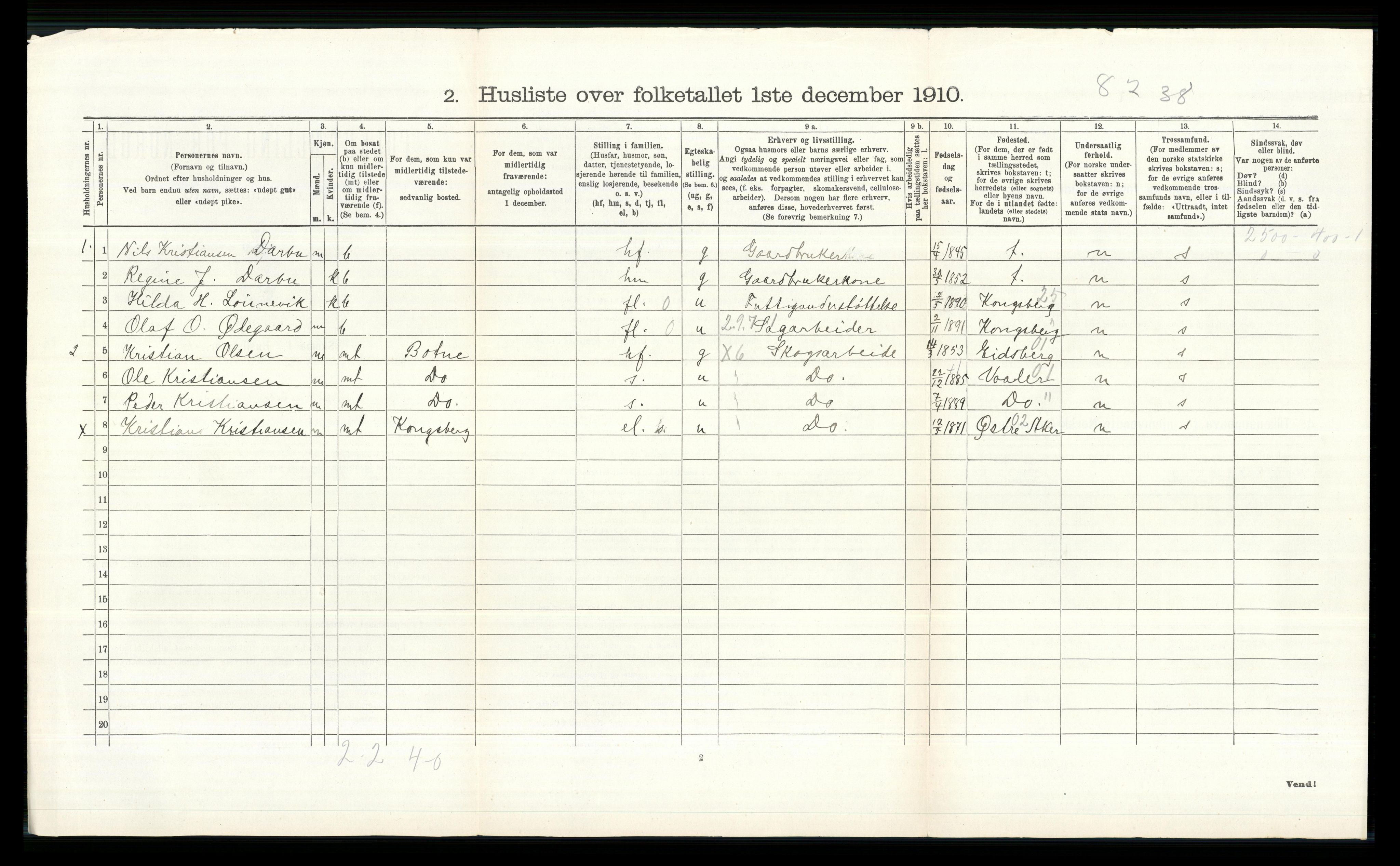 RA, 1910 census for Øvre Eiker, 1910, p. 1180