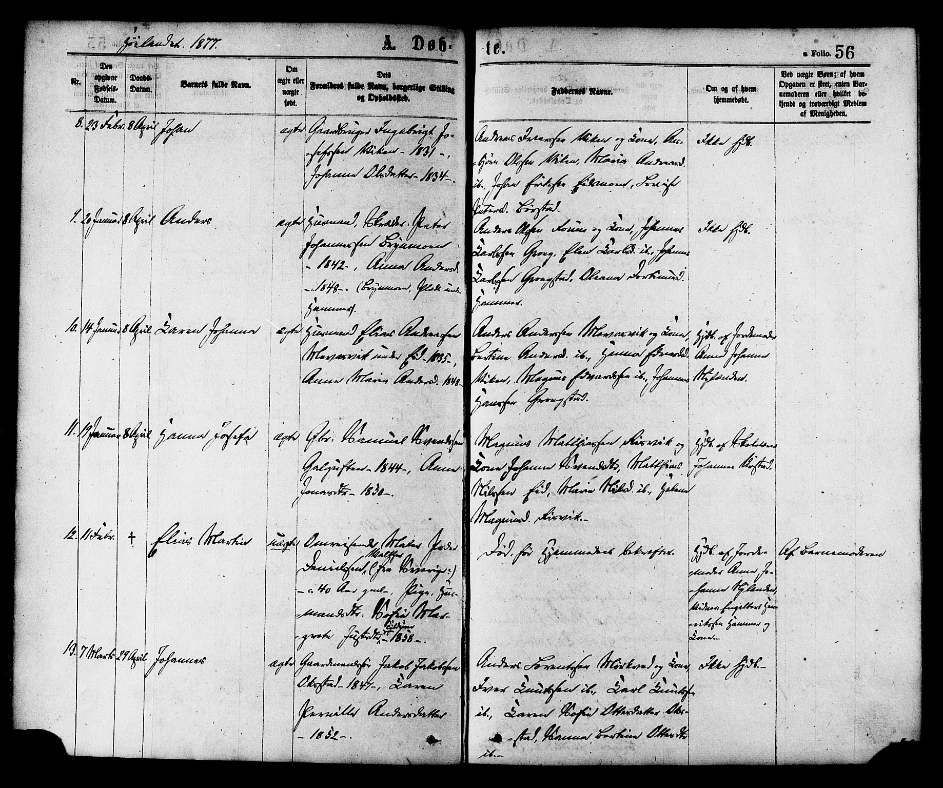 Ministerialprotokoller, klokkerbøker og fødselsregistre - Nord-Trøndelag, SAT/A-1458/758/L0516: Parish register (official) no. 758A03 /2, 1869-1879, p. 56