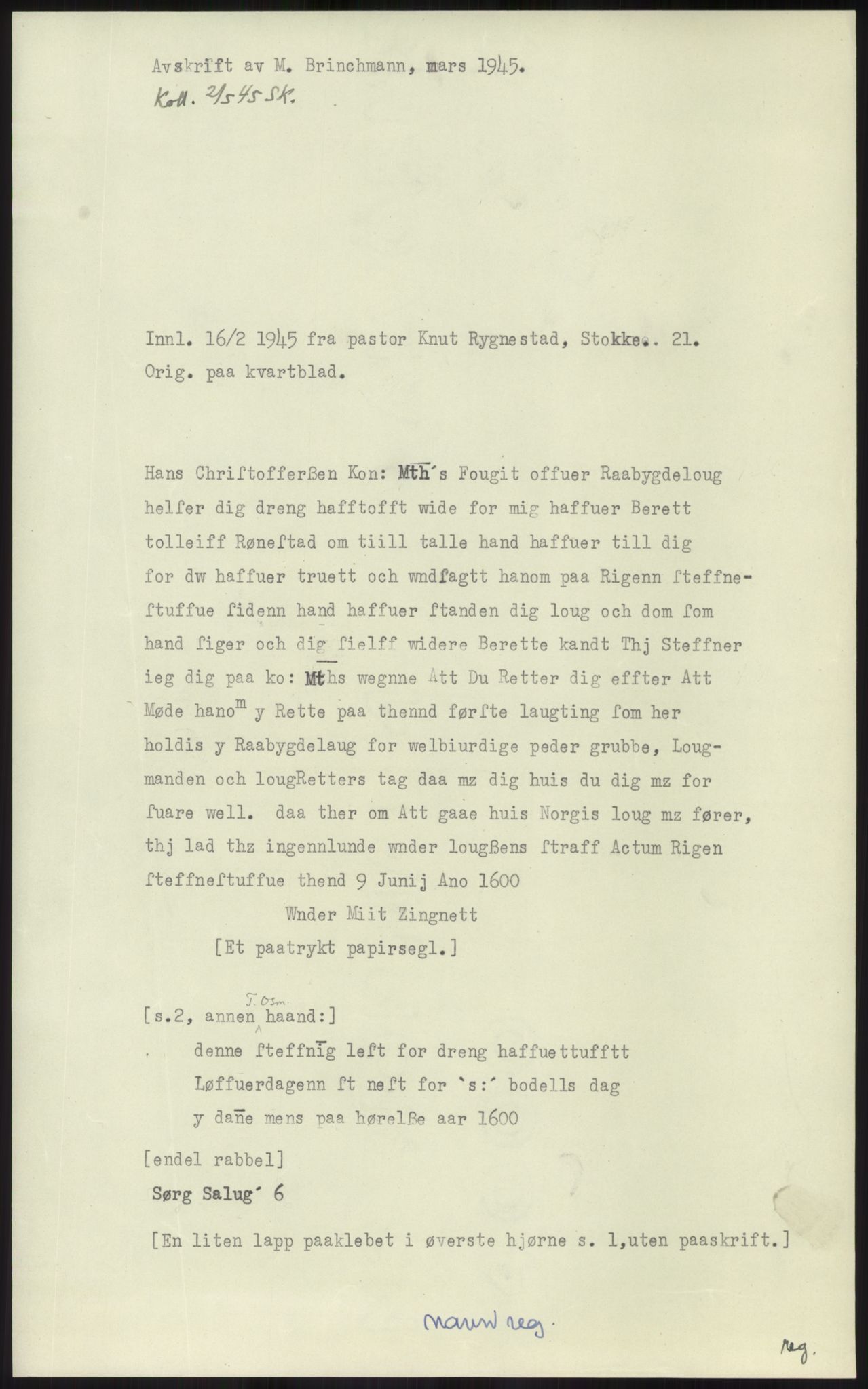 Samlinger til kildeutgivelse, Diplomavskriftsamlingen, AV/RA-EA-4053/H/Ha, p. 1539