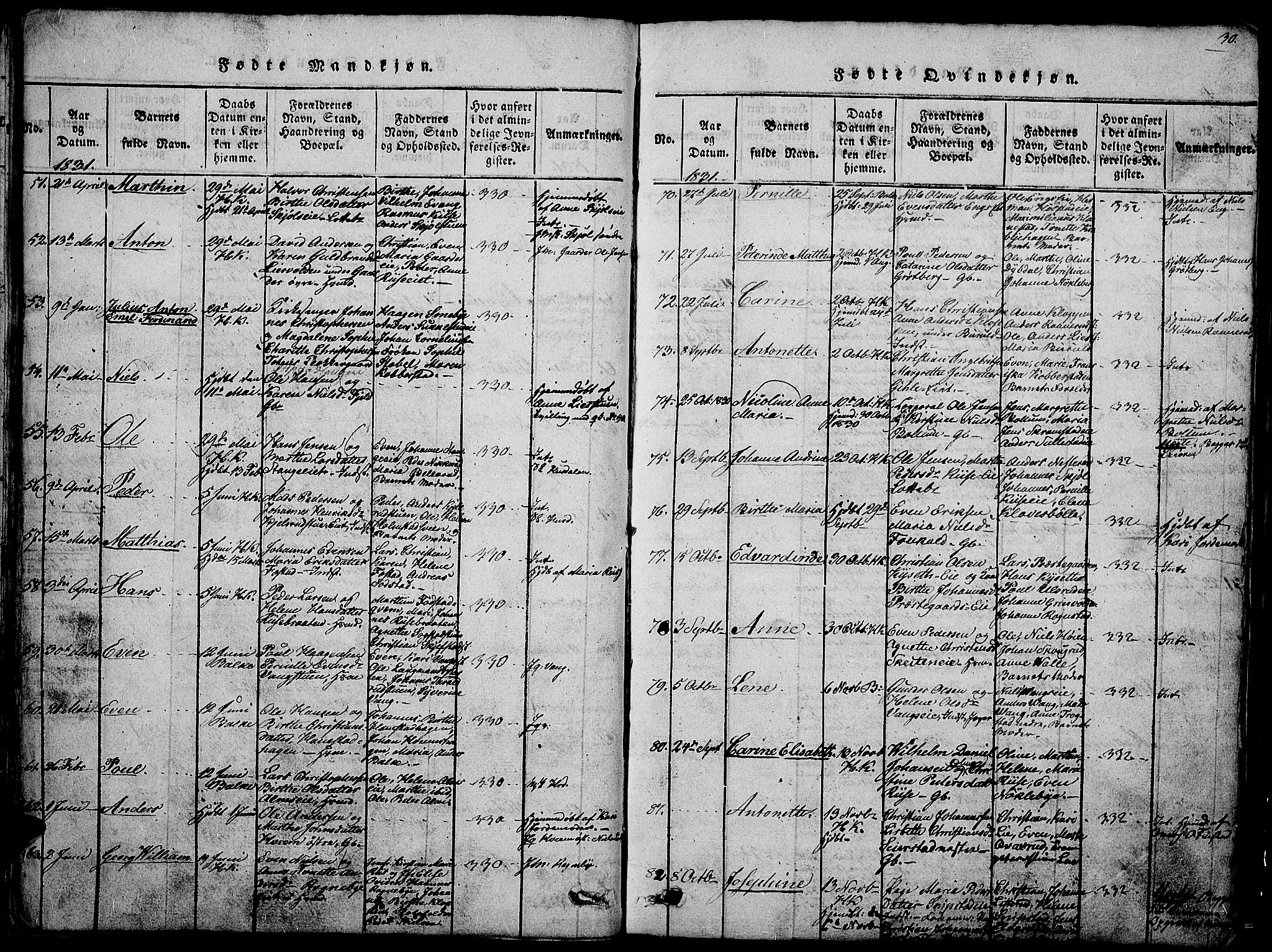 Østre Toten prestekontor, SAH/PREST-104/H/Ha/Hab/L0001: Parish register (copy) no. 1, 1827-1839, p. 30
