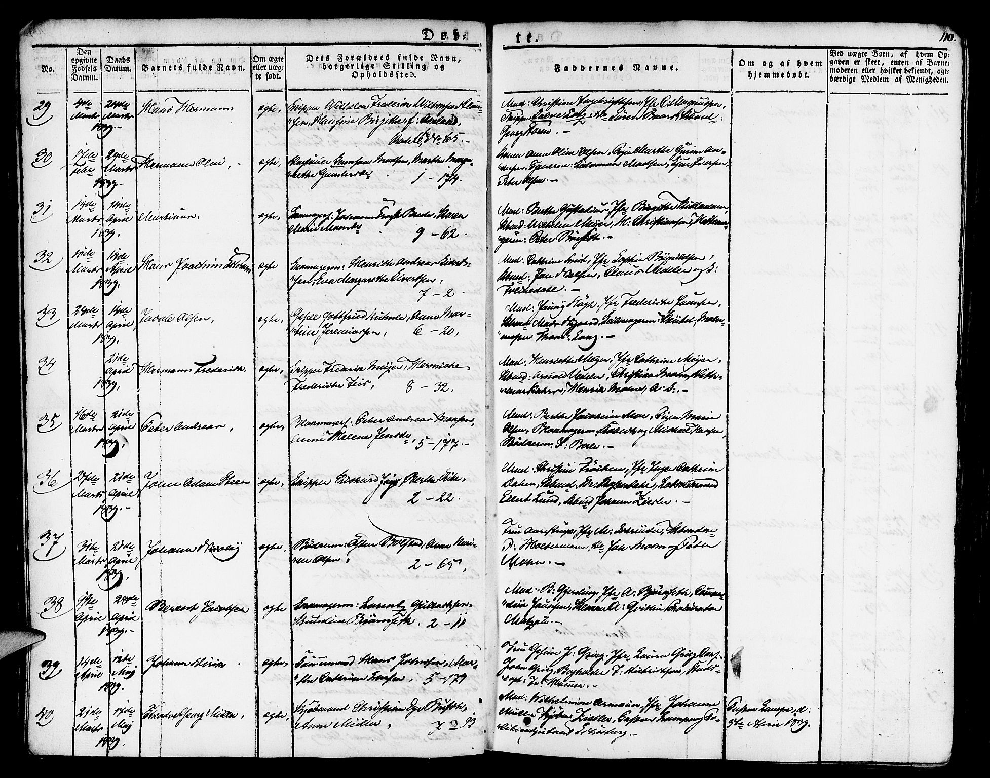 Nykirken Sokneprestembete, AV/SAB-A-77101/H/Haa/L0012: Parish register (official) no. A 12, 1821-1844, p. 110