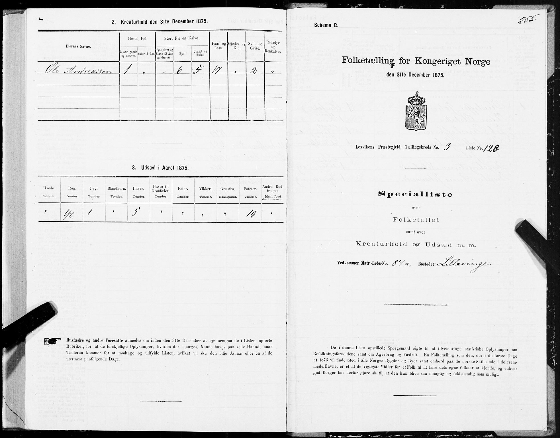 SAT, 1875 census for 1718P Leksvik, 1875, p. 2255