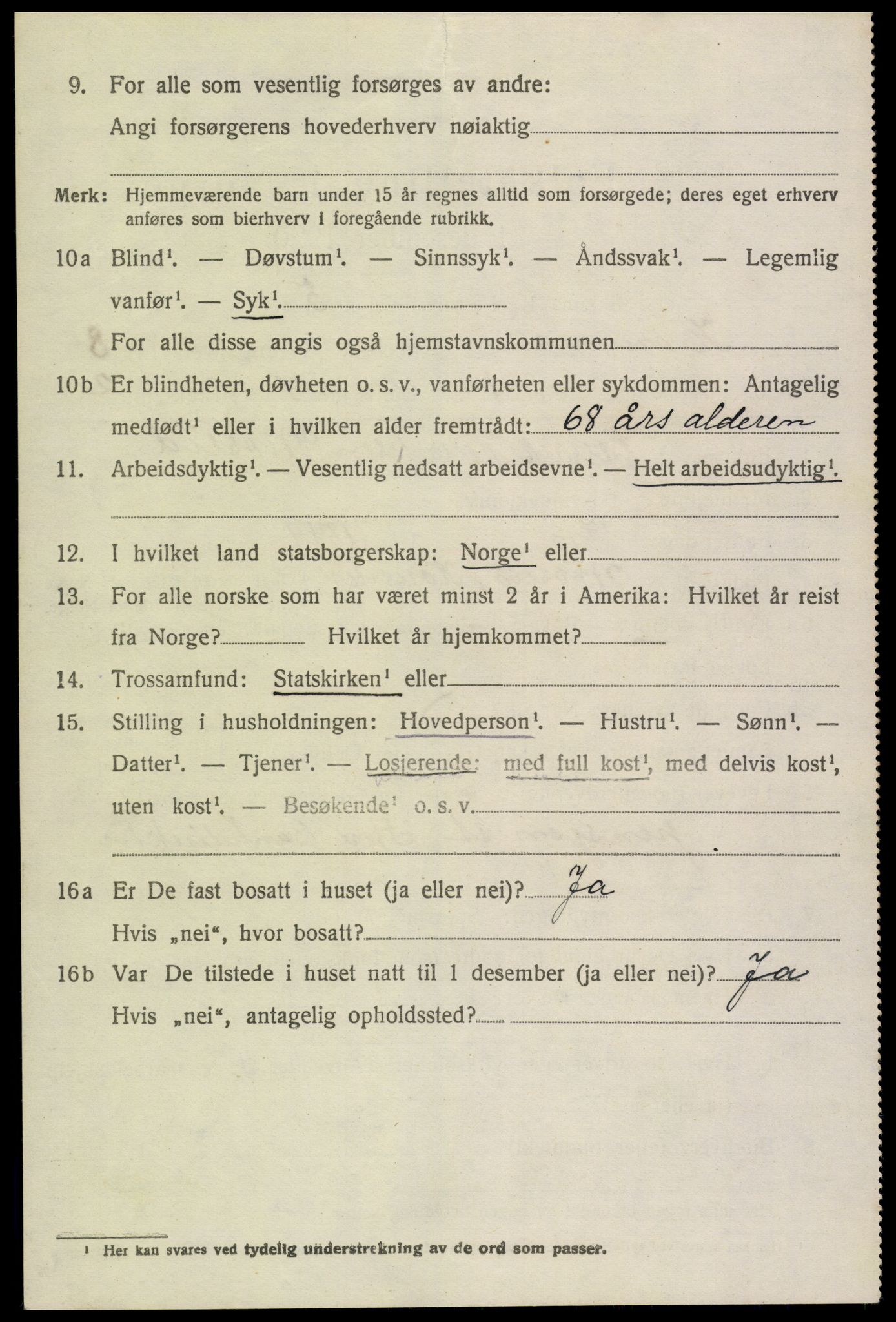 SAK, 1920 census for Hornnes, 1920, p. 1782