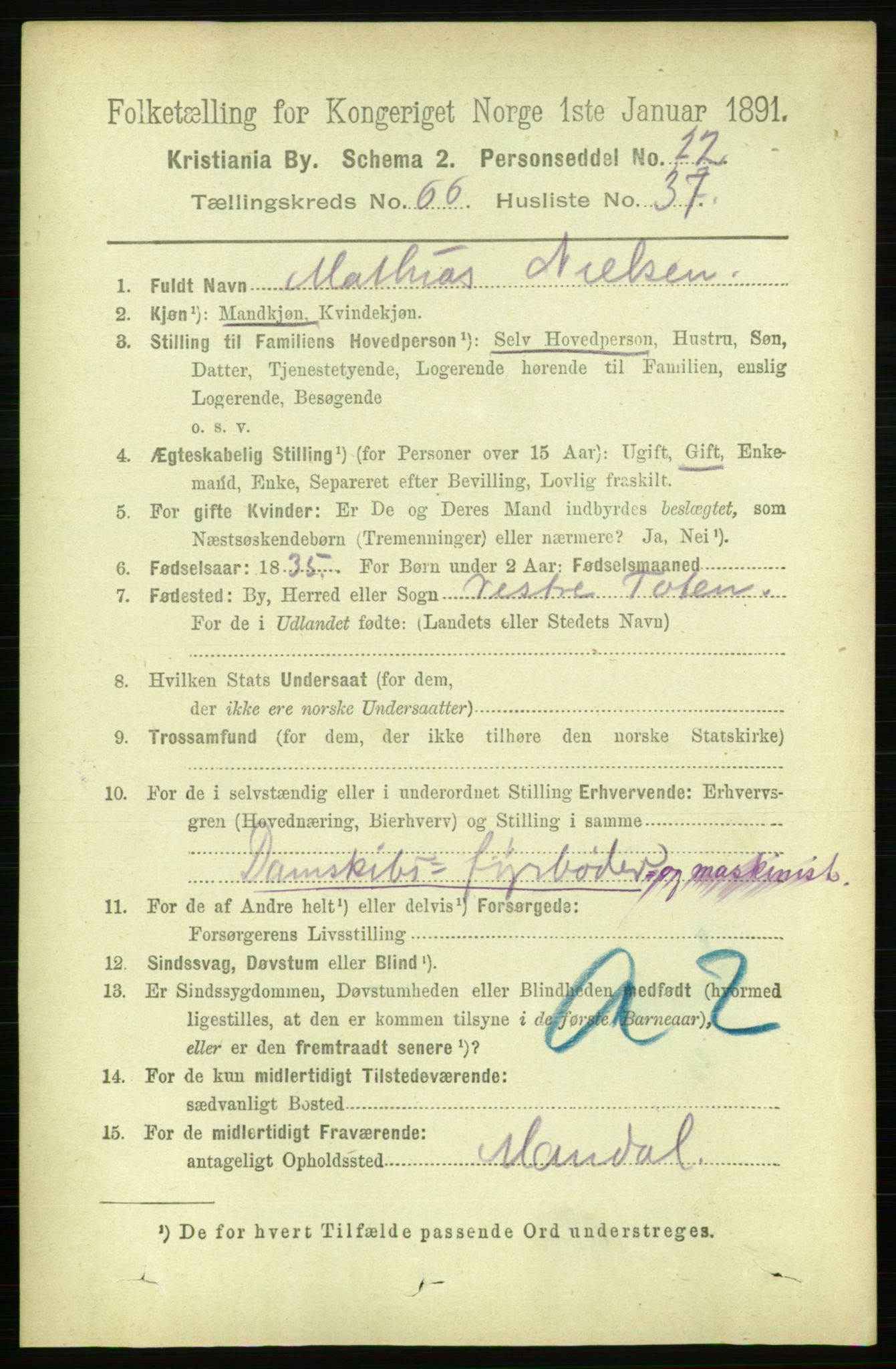 RA, 1891 census for 0301 Kristiania, 1891, p. 36360