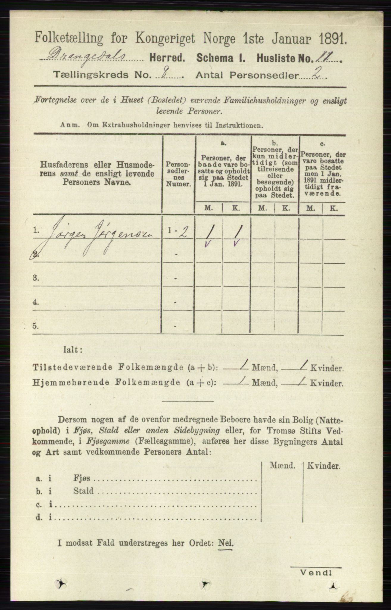 RA, 1891 census for 0817 Drangedal, 1891, p. 2586