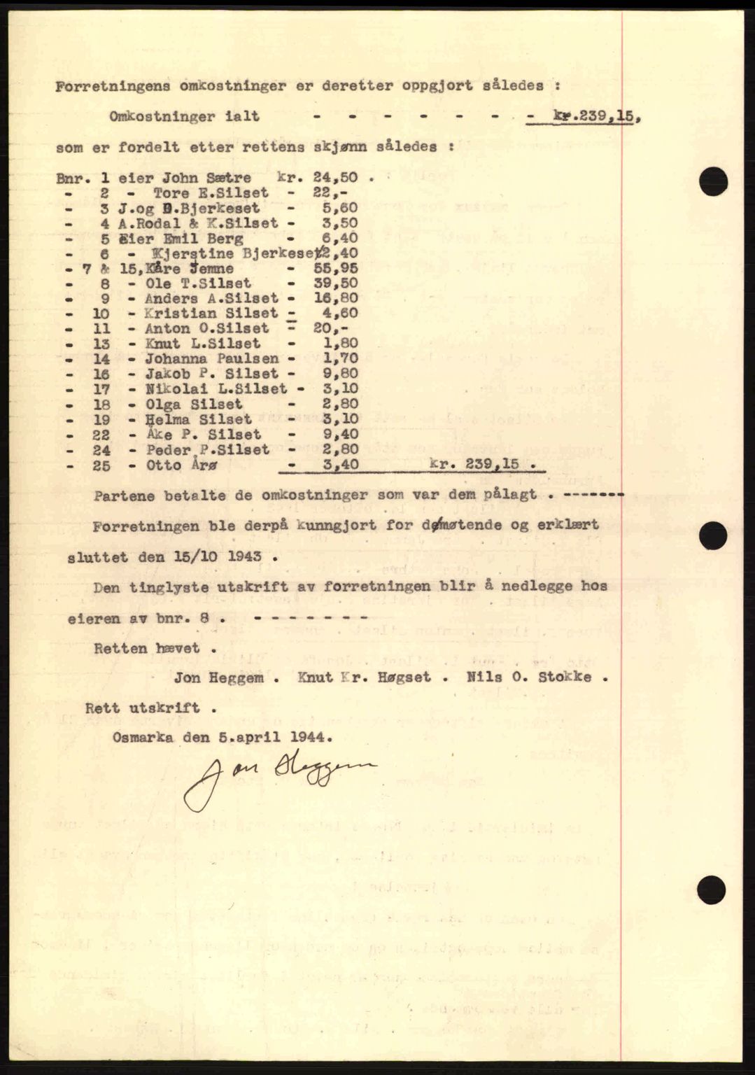 Nordmøre sorenskriveri, AV/SAT-A-4132/1/2/2Ca: Mortgage book no. A97, 1944-1944, Diary no: : 621/1944