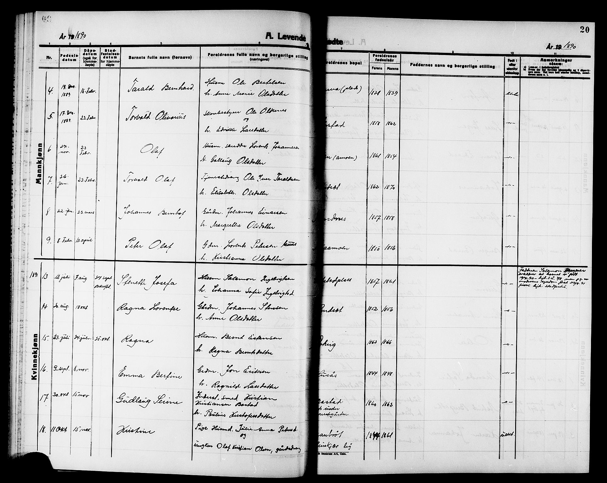 Ministerialprotokoller, klokkerbøker og fødselsregistre - Nord-Trøndelag, AV/SAT-A-1458/749/L0487: Parish register (official) no. 749D03, 1887-1902, p. 20