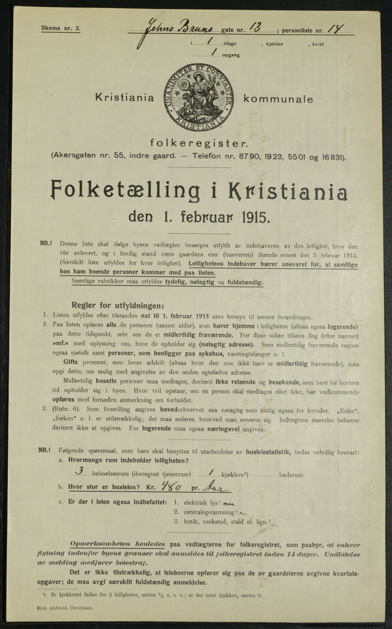 OBA, Municipal Census 1915 for Kristiania, 1915, p. 46699