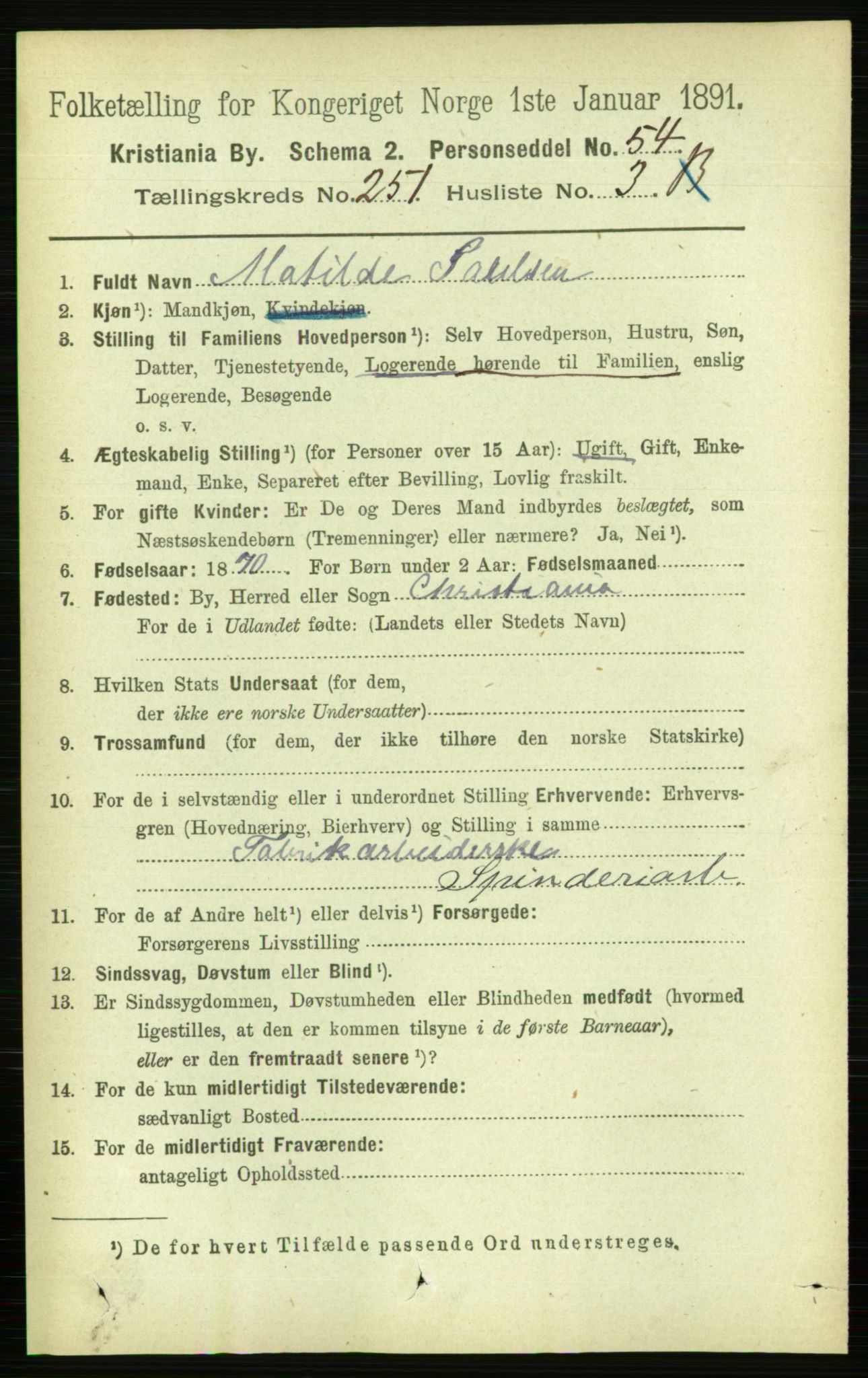 RA, 1891 census for 0301 Kristiania, 1891, p. 153118