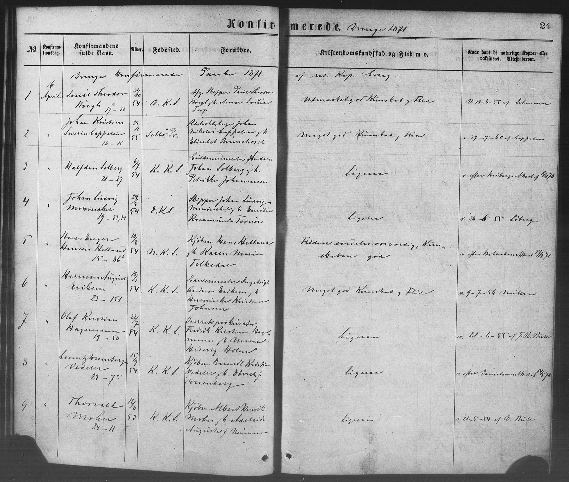 Korskirken sokneprestembete, SAB/A-76101/H/Haa/L0028: Parish register (official) no. C 4, 1868-1879, p. 24