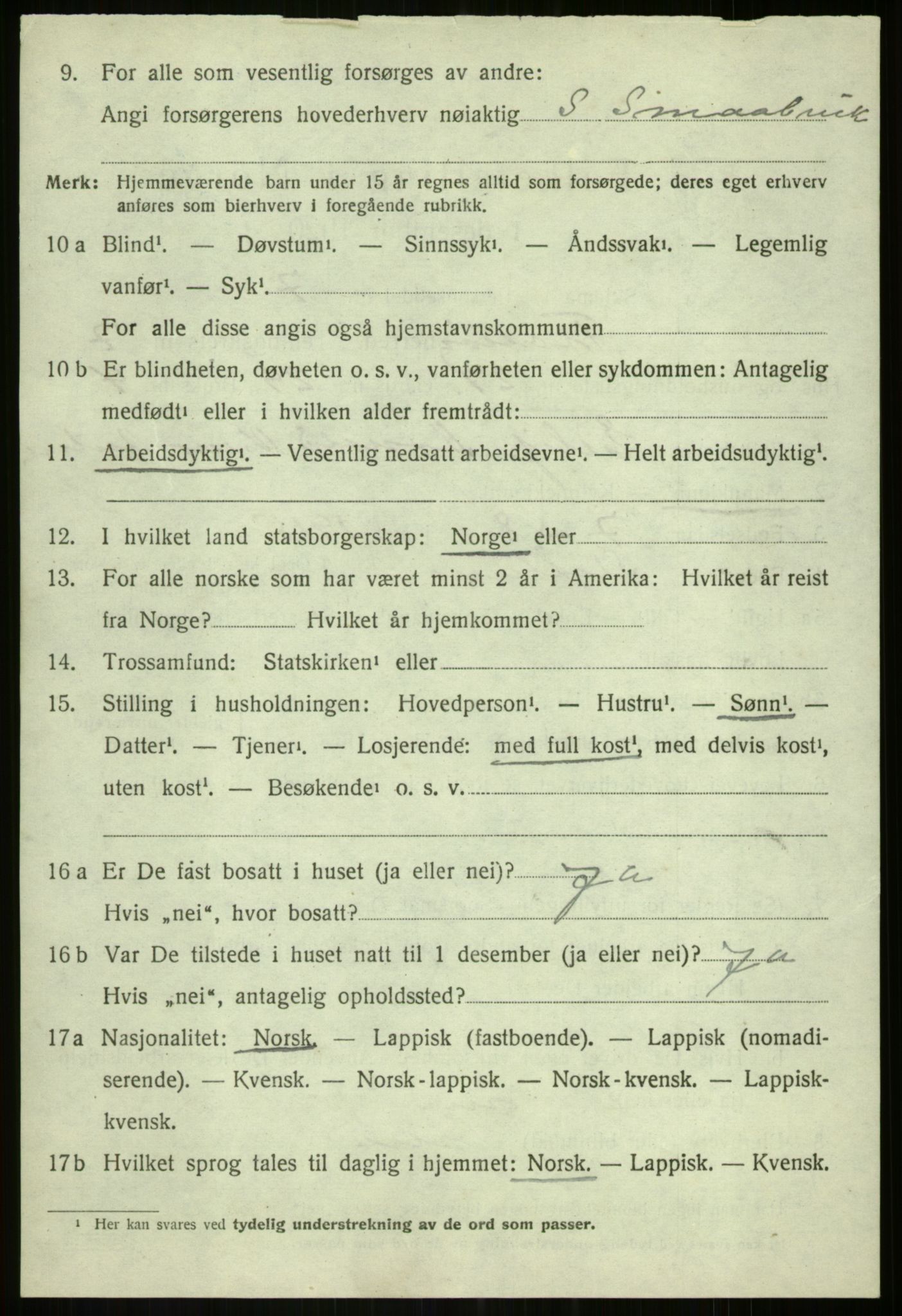 SATØ, 1920 census for Tranøy, 1920, p. 3716