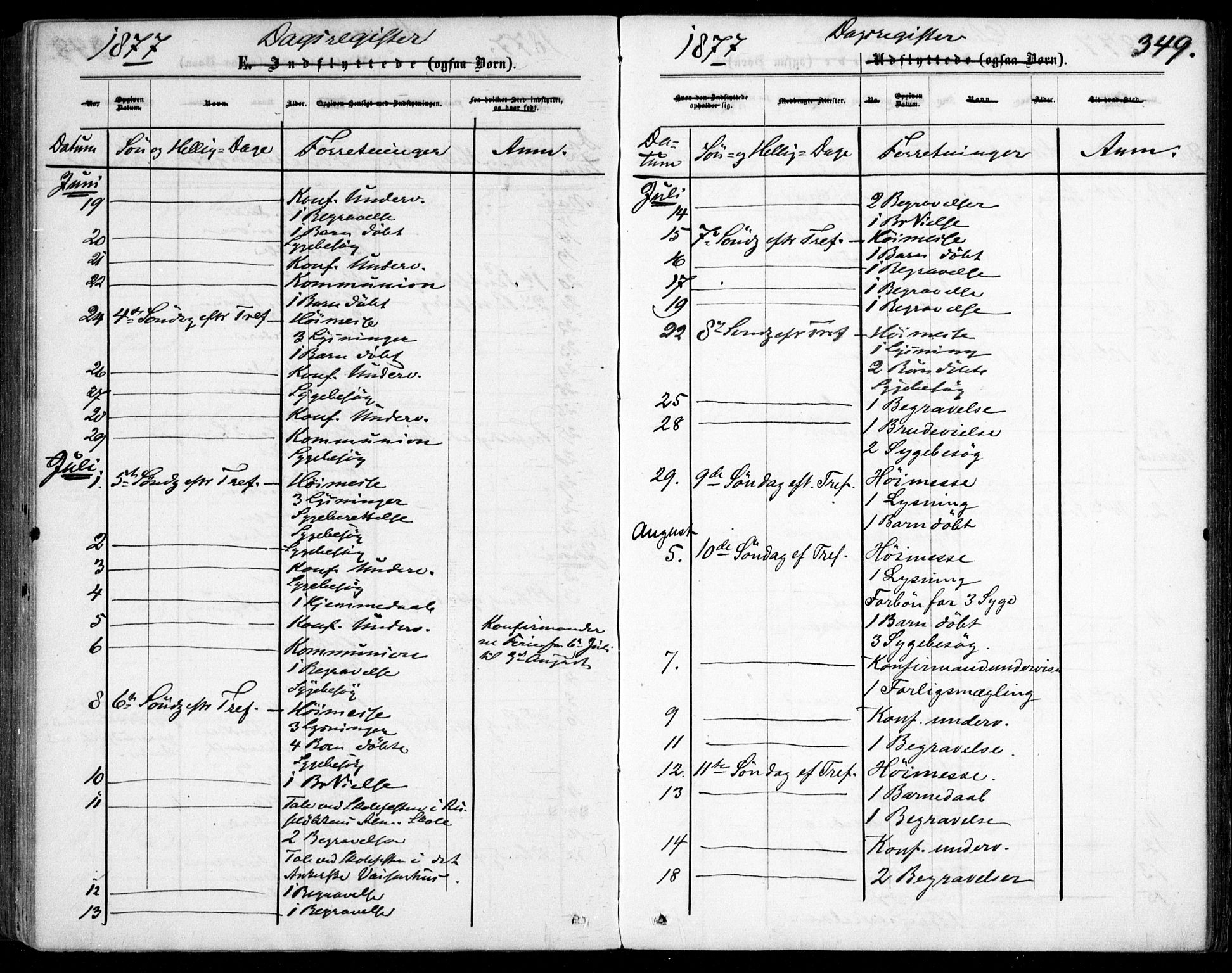 Garnisonsmenigheten Kirkebøker, AV/SAO-A-10846/F/Fa/L0011: Parish register (official) no. 11, 1870-1880, p. 349