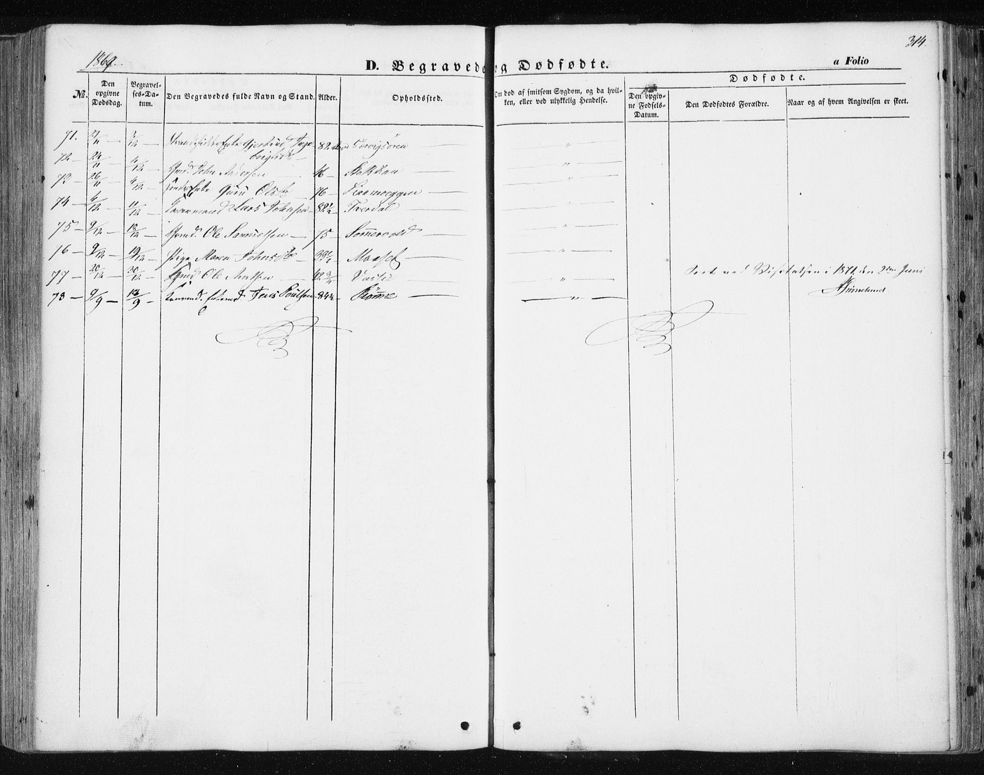 Ministerialprotokoller, klokkerbøker og fødselsregistre - Sør-Trøndelag, AV/SAT-A-1456/668/L0806: Parish register (official) no. 668A06, 1854-1869, p. 314