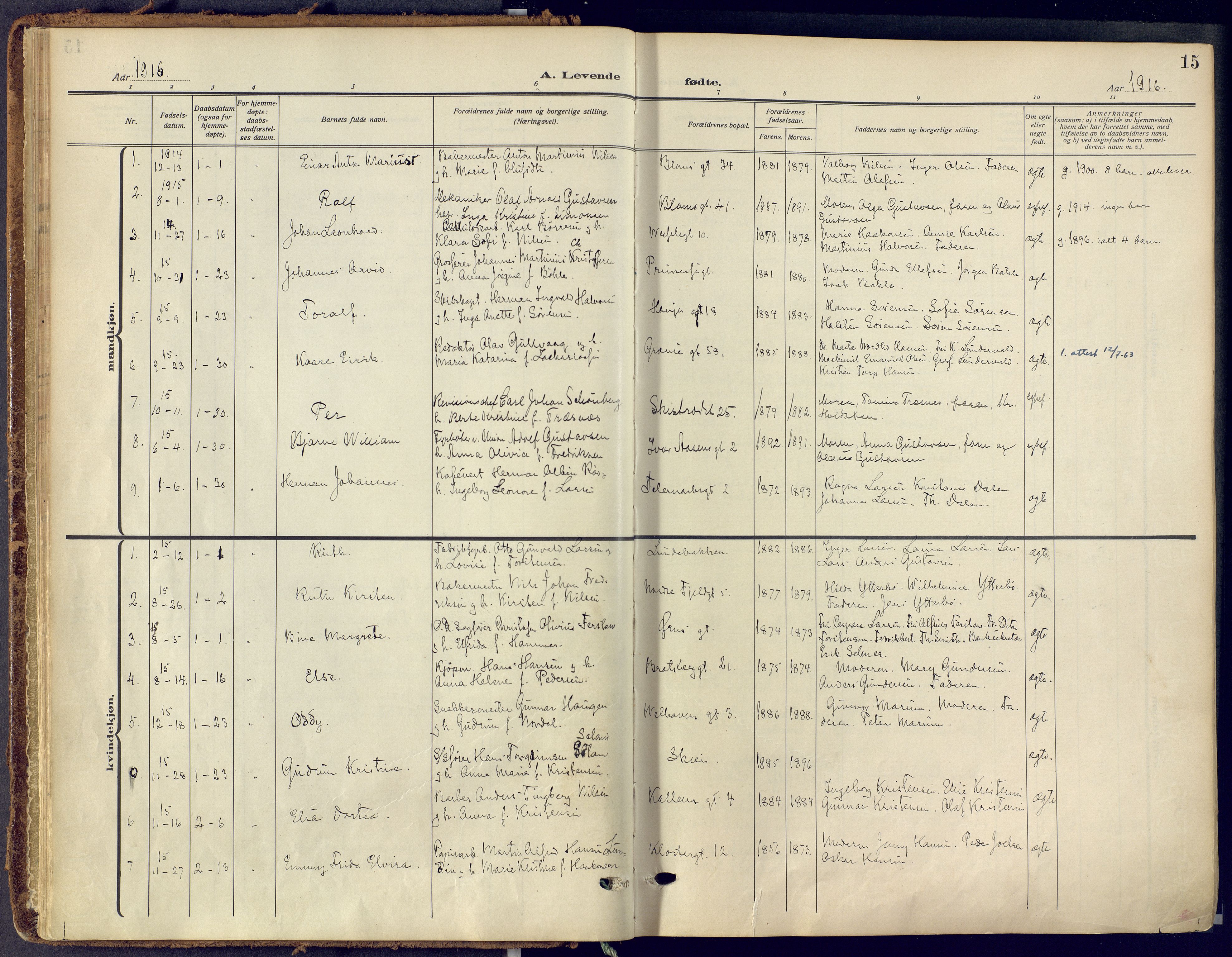 Skien kirkebøker, SAKO/A-302/F/Fa/L0013: Parish register (official) no. 13, 1915-1921, p. 15