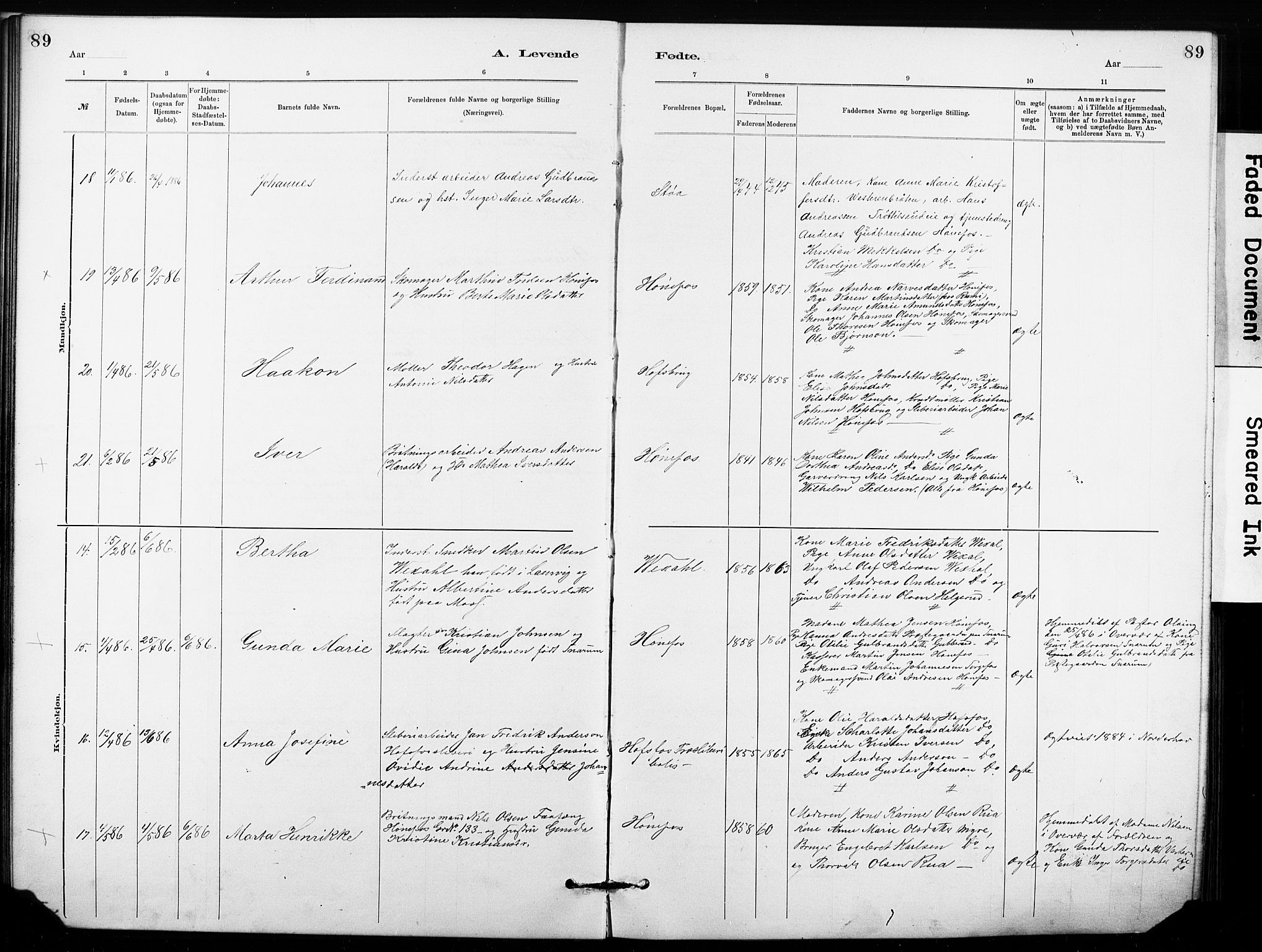 Hønefoss kirkebøker, AV/SAKO-A-609/G/Ga/L0001: Parish register (copy) no. 1, 1870-1887, p. 89