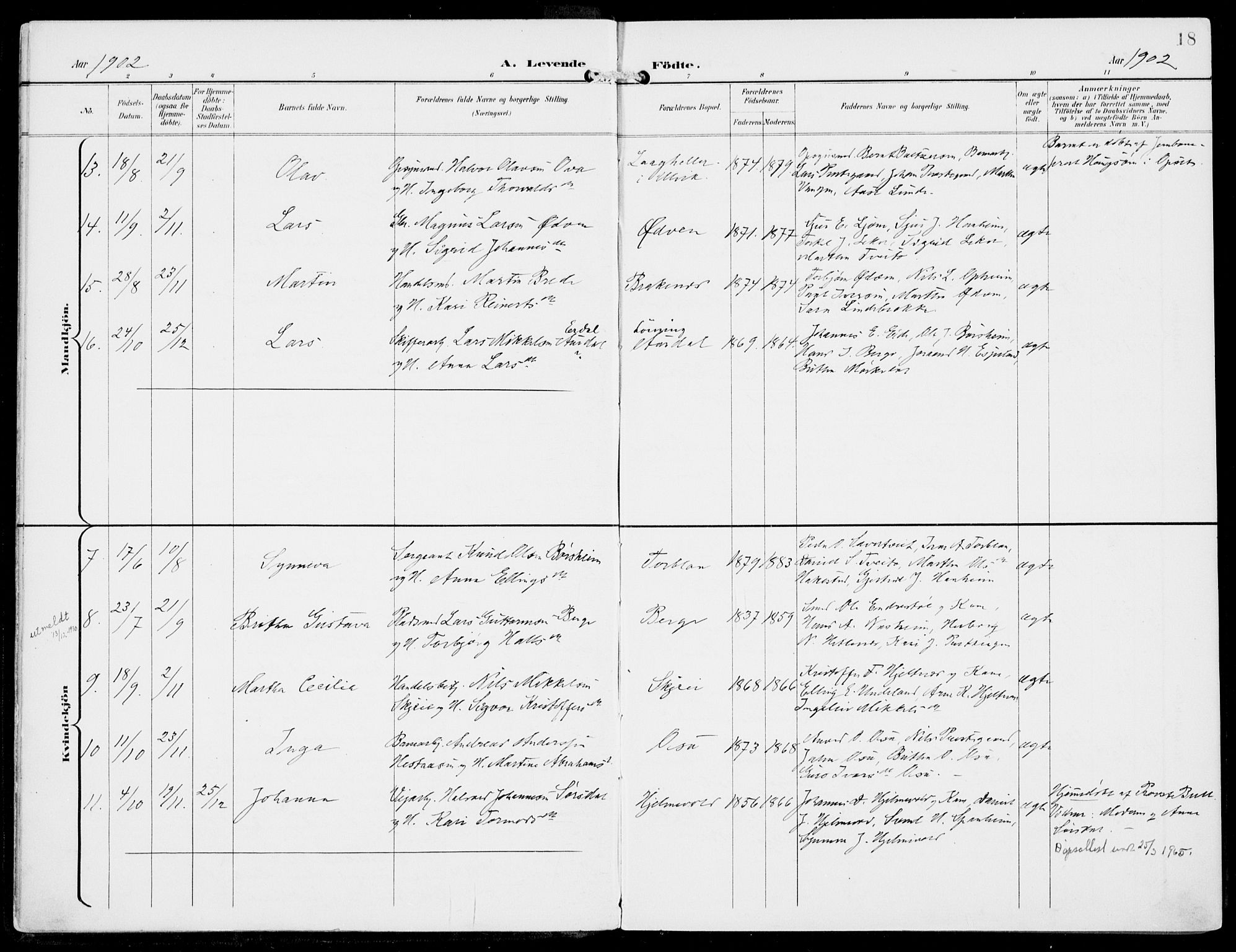 Ulvik sokneprestembete, AV/SAB-A-78801/H/Haa: Parish register (official) no. B  2, 1898-1924, p. 18