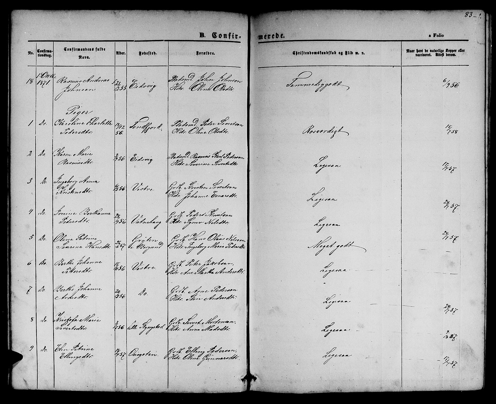 Ministerialprotokoller, klokkerbøker og fødselsregistre - Møre og Romsdal, AV/SAT-A-1454/525/L0375: Parish register (copy) no. 525C01, 1865-1879, p. 83