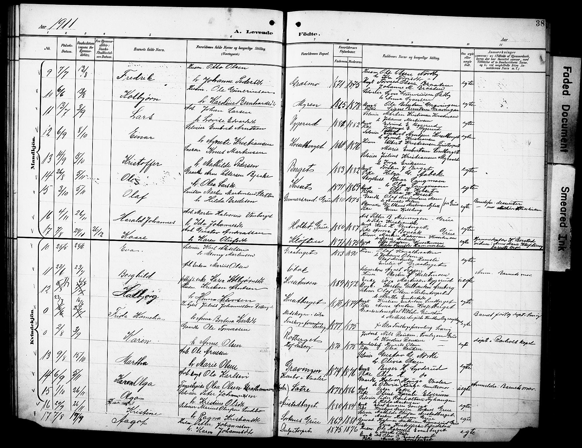 Hof prestekontor, SAH/PREST-038/H/Ha/Hab/L0005: Parish register (copy) no. 5, 1899-1916, p. 38