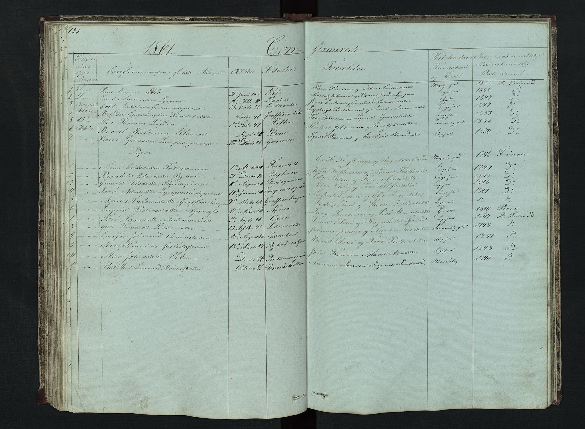 Lom prestekontor, SAH/PREST-070/L/L0014: Parish register (copy) no. 14, 1845-1876, p. 130-131