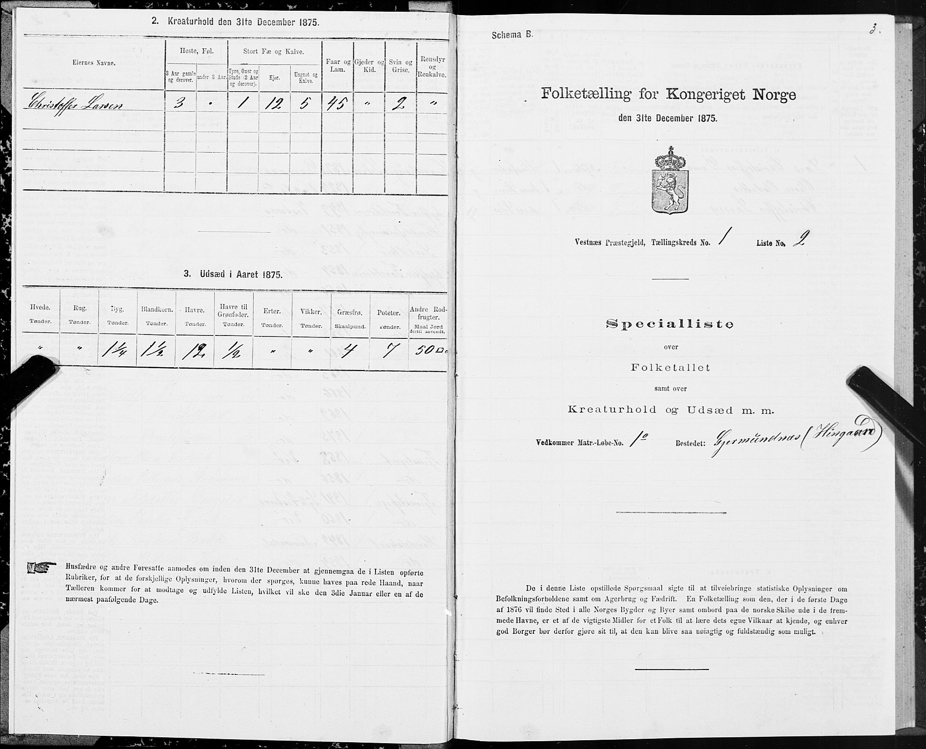 SAT, 1875 census for 1535P Vestnes, 1875, p. 1003