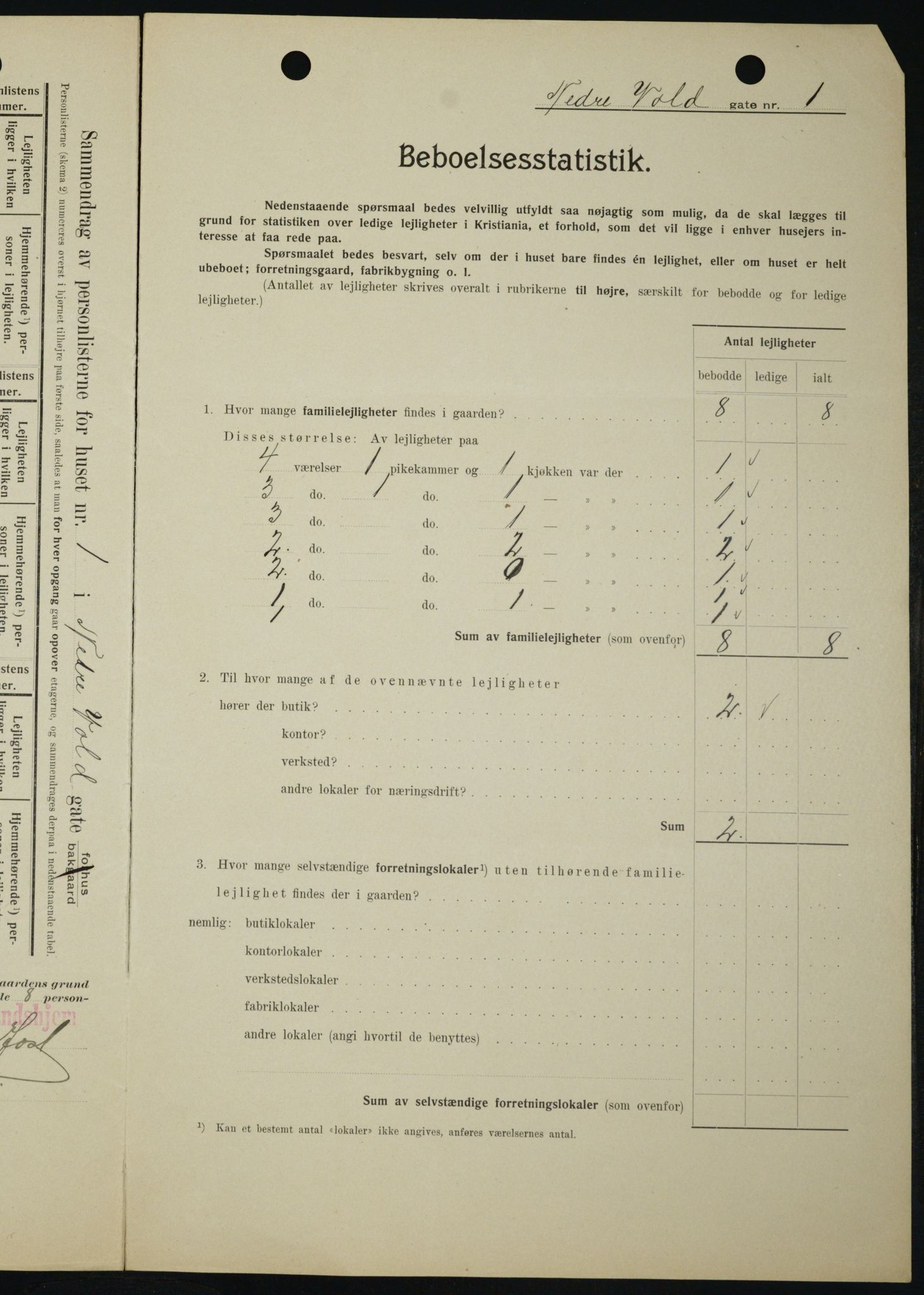 OBA, Municipal Census 1909 for Kristiania, 1909, p. 63056