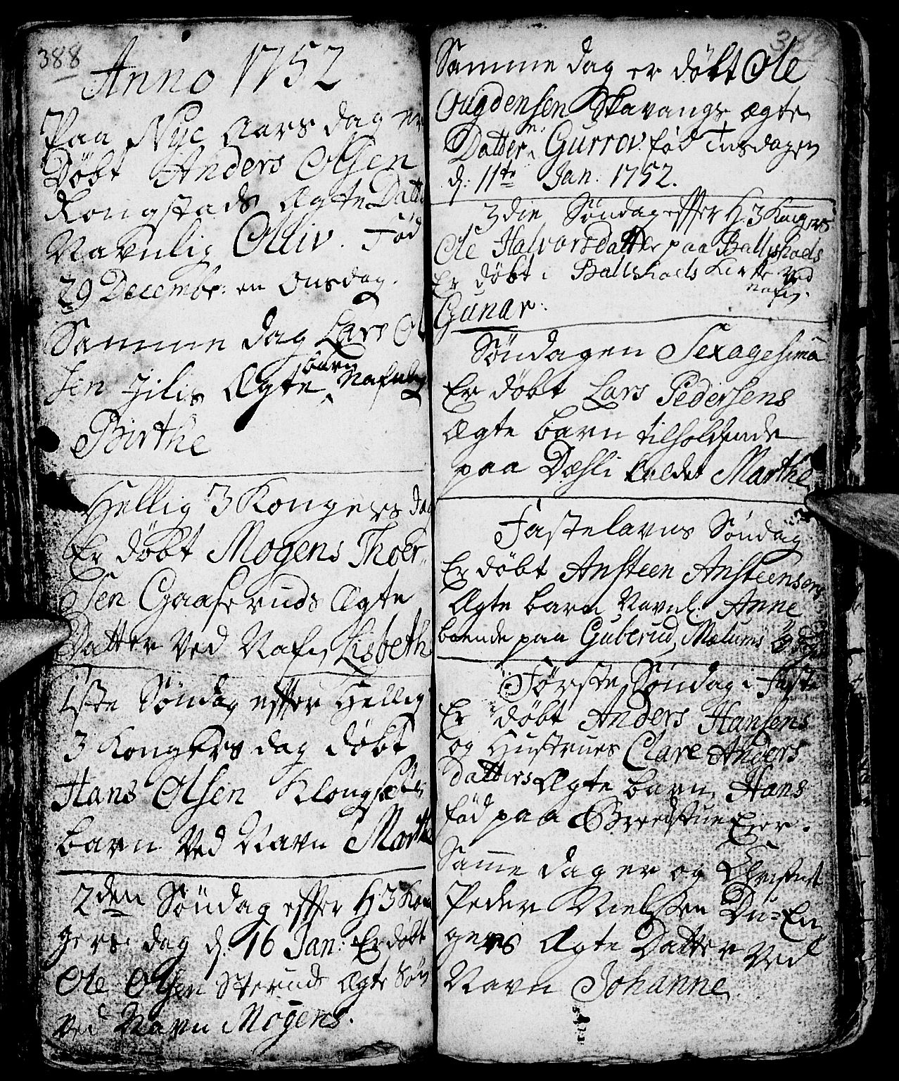 Nes prestekontor, Hedmark, SAH/PREST-020/L/La/L0001: Parish register (copy) no. 1, 1663-1784, p. 388-389