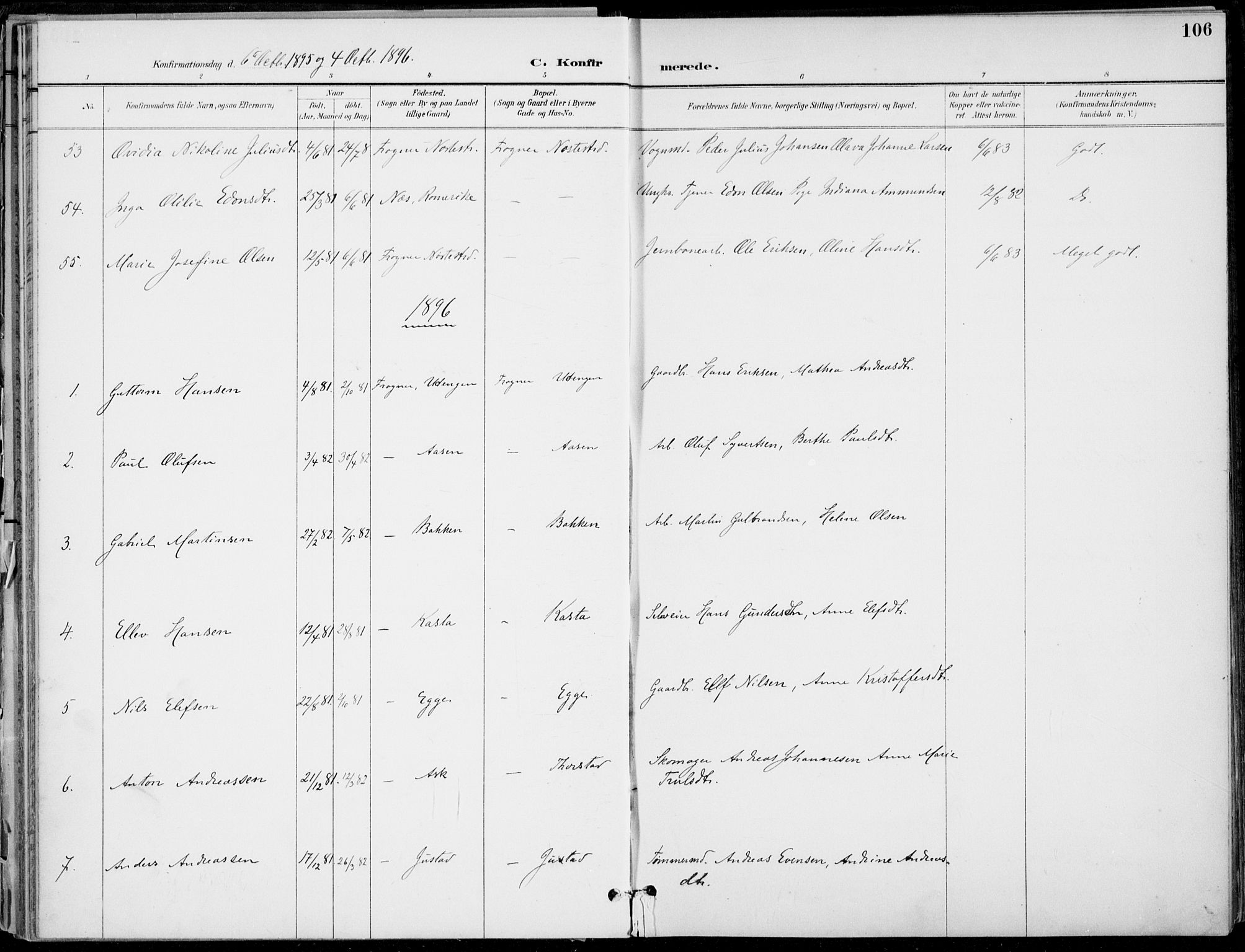 Lier kirkebøker, AV/SAKO-A-230/F/Fa/L0016: Parish register (official) no. I 16, 1895-1900, p. 106