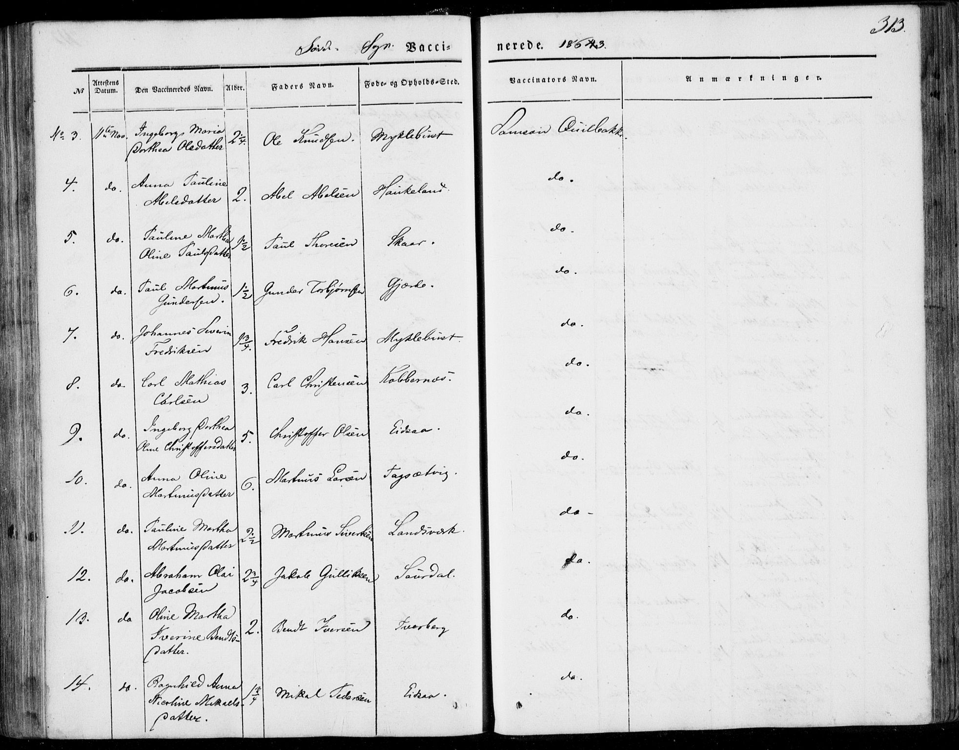 Ministerialprotokoller, klokkerbøker og fødselsregistre - Møre og Romsdal, AV/SAT-A-1454/502/L0023: Parish register (official) no. 502A01, 1844-1873, p. 313