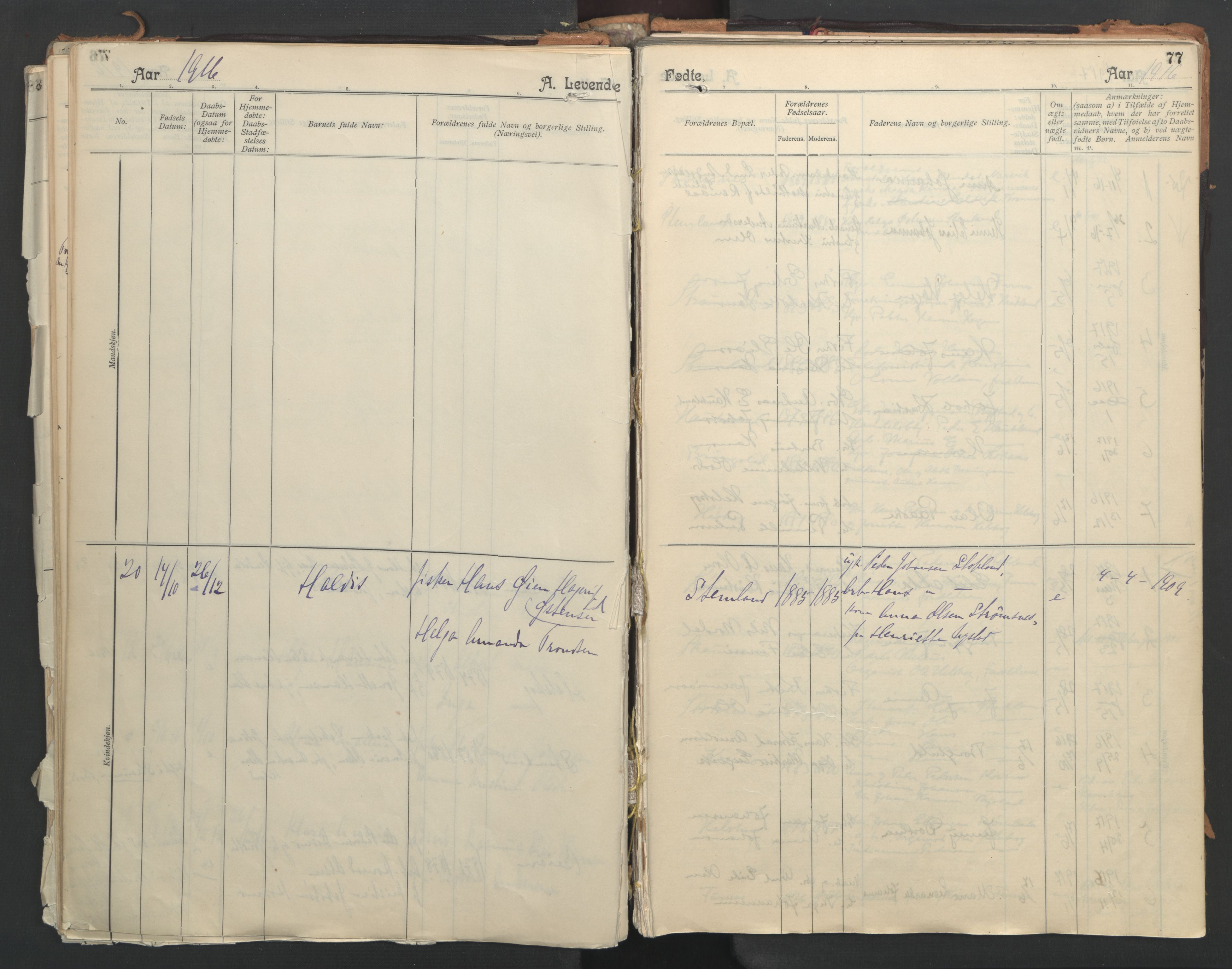 Ministerialprotokoller, klokkerbøker og fødselsregistre - Nordland, AV/SAT-A-1459/851/L0724: Parish register (official) no. 851A01, 1901-1922, p. 77