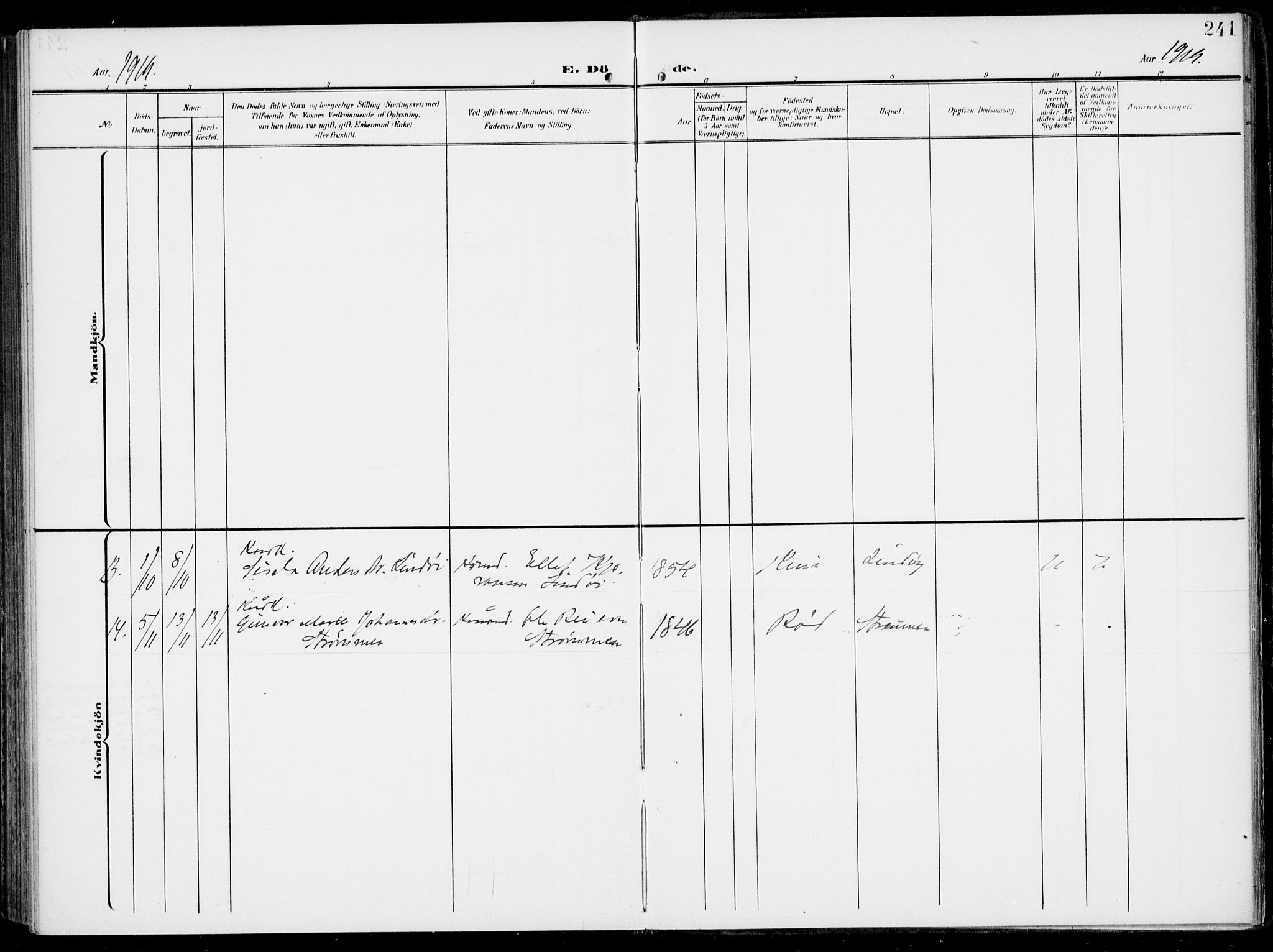 Sveio Sokneprestembete, AV/SAB-A-78501/H/Haa: Parish register (official) no. B  4, 1906-1919, p. 241