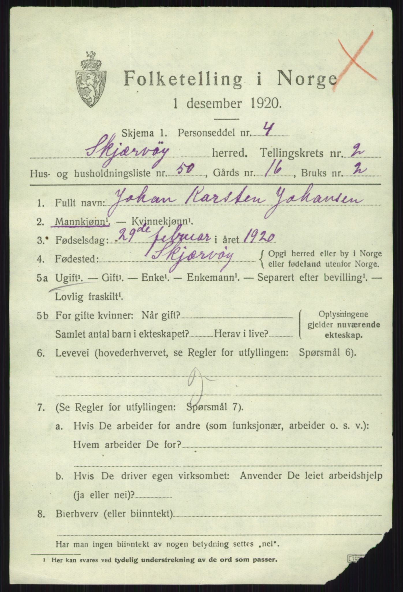 SATØ, 1920 census for Skjervøy, 1920, p. 2103