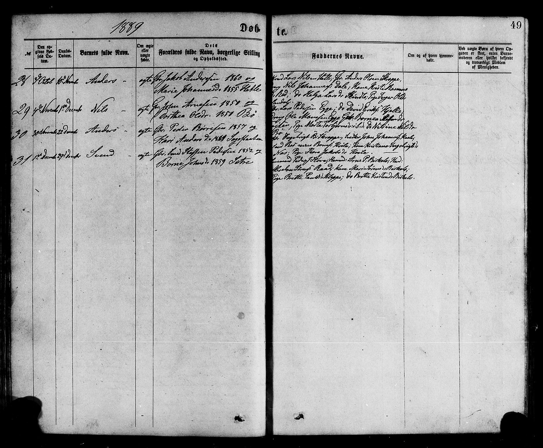 Gloppen sokneprestembete, AV/SAB-A-80101/H/Hab/Habc/L0001: Parish register (copy) no. C 1, 1872-1896, p. 49