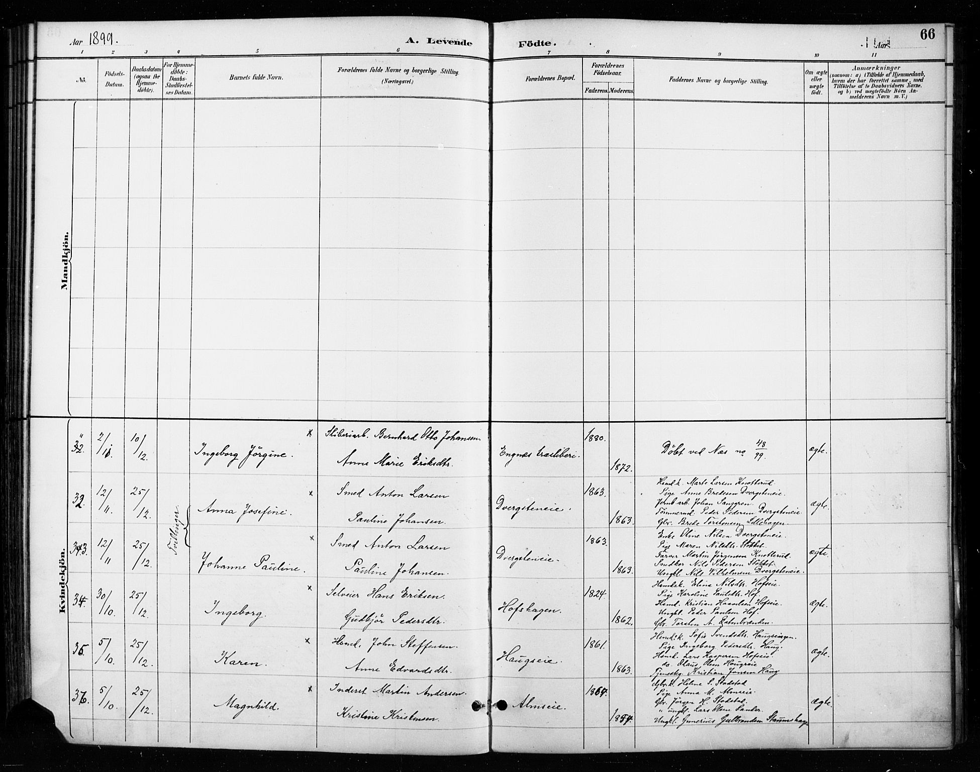 Gran prestekontor, AV/SAH-PREST-112/H/Ha/Haa/L0018: Parish register (official) no. 18, 1889-1899, p. 66