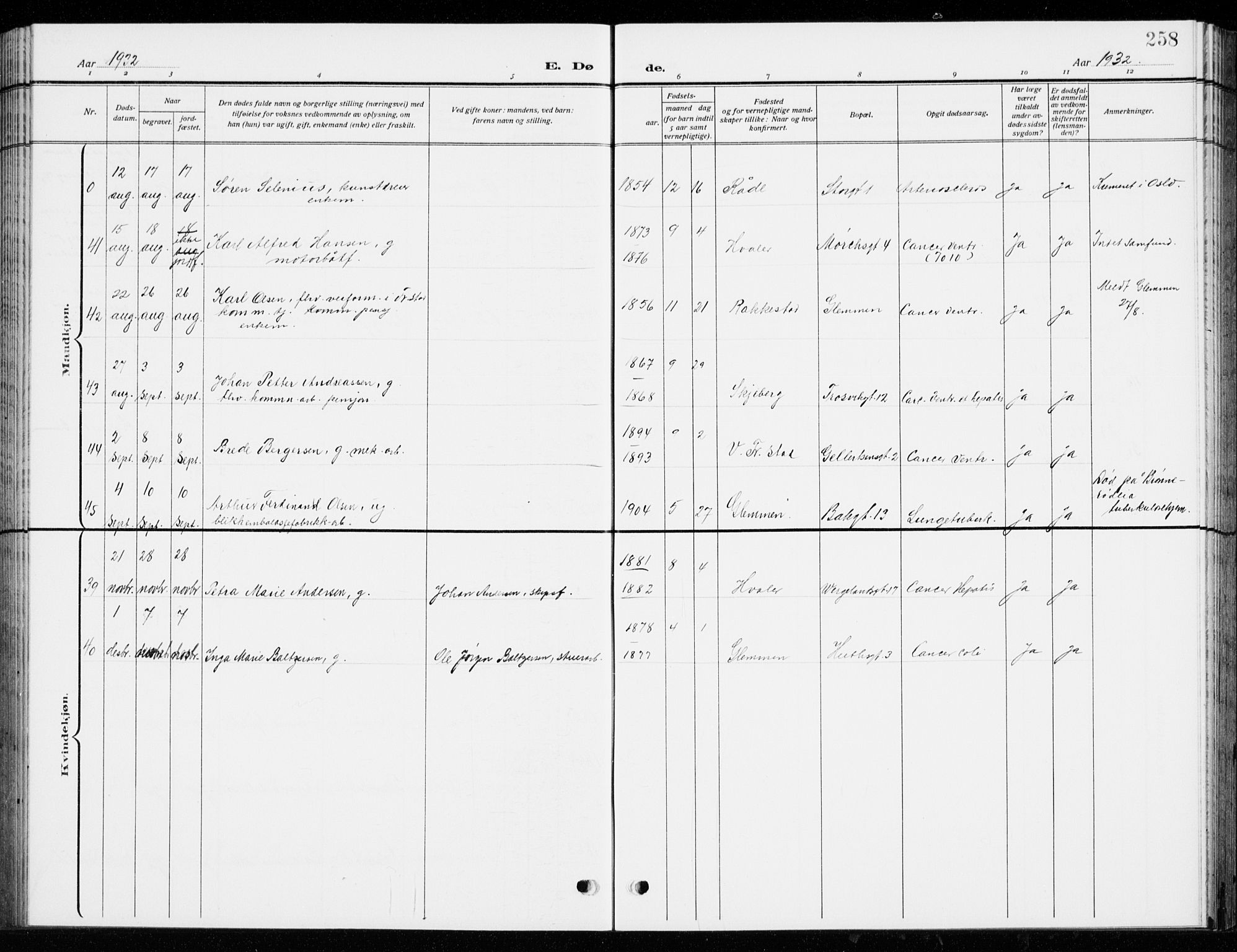 Fredrikstad domkirkes prestekontor Kirkebøker, AV/SAO-A-10906/G/Ga/L0004: Parish register (copy) no. 4, 1910-1944, p. 258