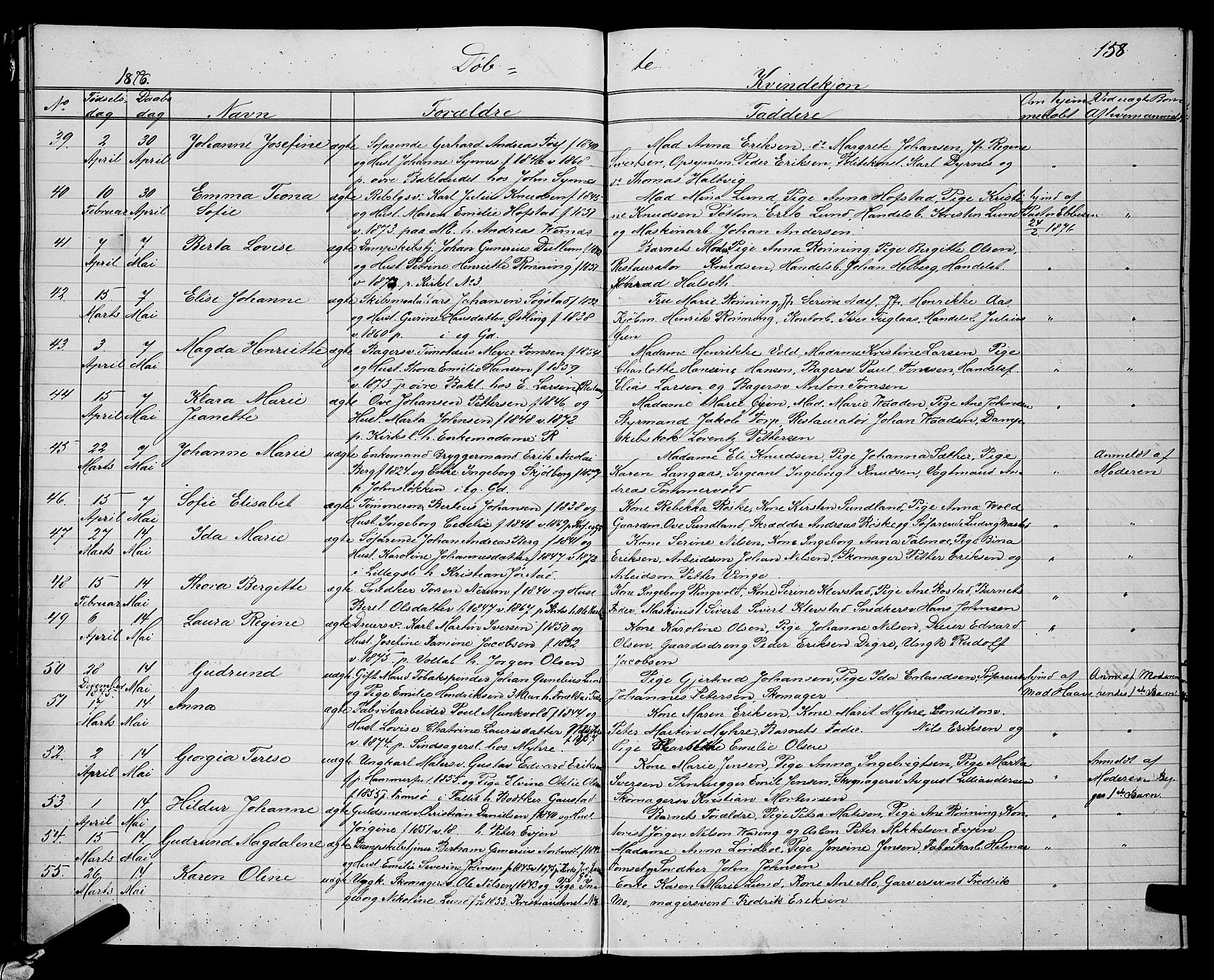 Ministerialprotokoller, klokkerbøker og fødselsregistre - Sør-Trøndelag, SAT/A-1456/604/L0220: Parish register (copy) no. 604C03, 1870-1885, p. 158