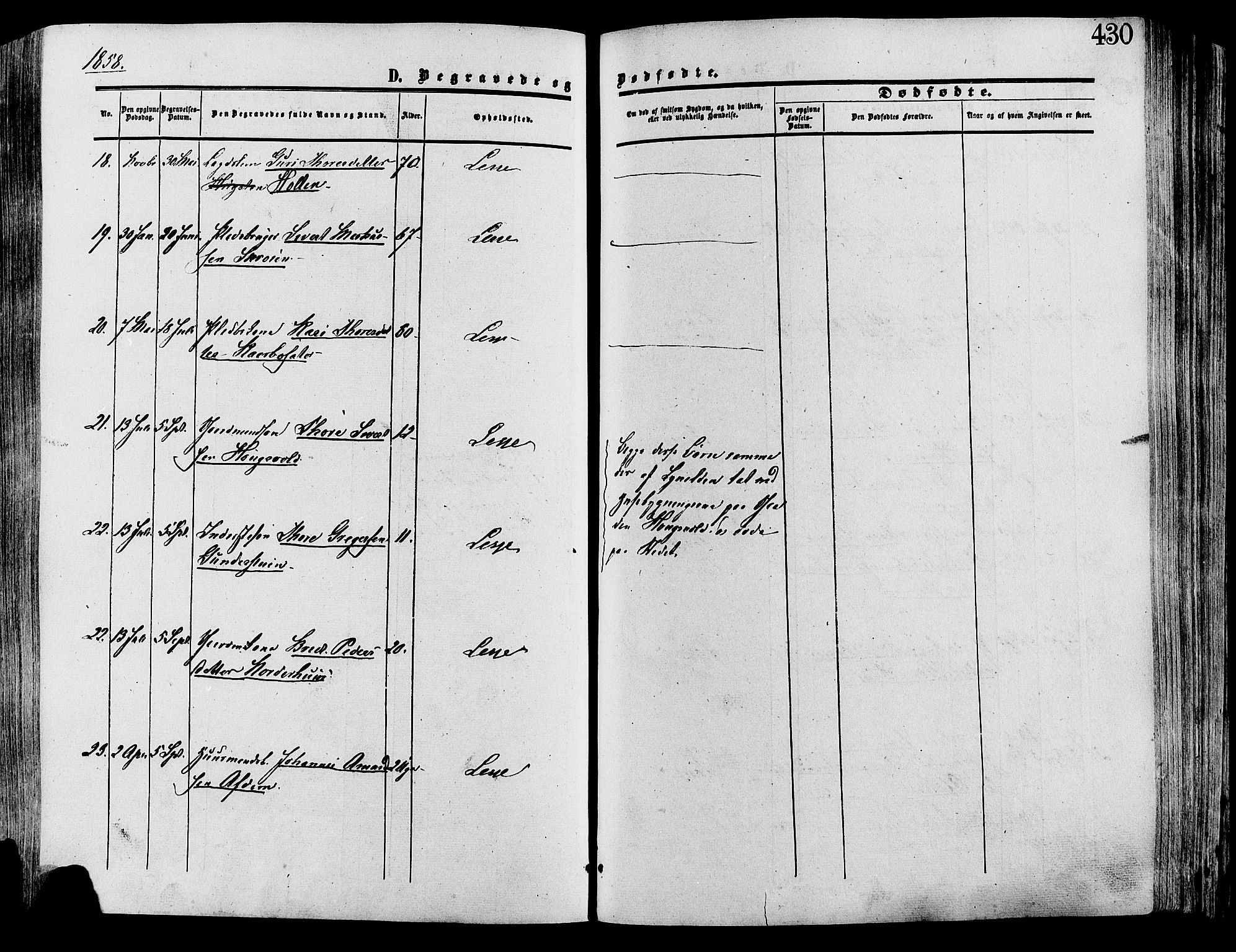 Lesja prestekontor, SAH/PREST-068/H/Ha/Haa/L0008: Parish register (official) no. 8, 1854-1880, p. 430