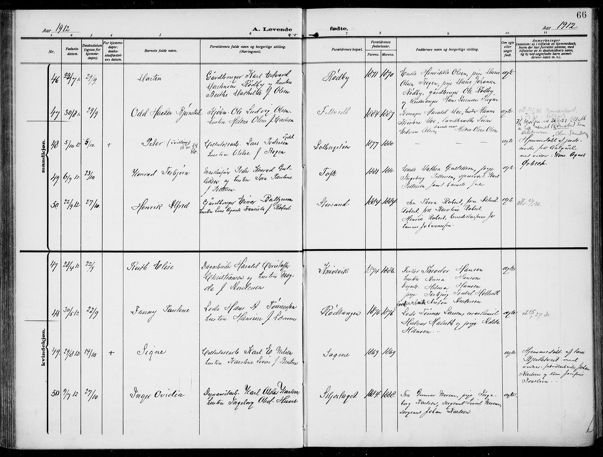 Hurum kirkebøker, AV/SAKO-A-229/F/Fa/L0016: Parish register (official) no. 16, 1899-1918, p. 66
