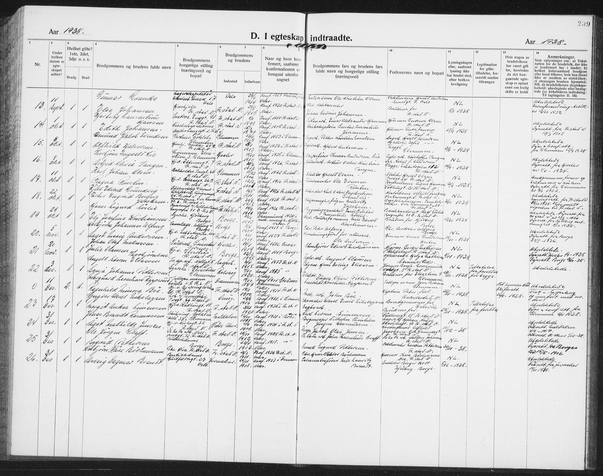Østre Fredrikstad prestekontor Kirkebøker, SAO/A-10907/G/Ga/L0003: Parish register (copy) no. 3, 1920-1940, p. 239